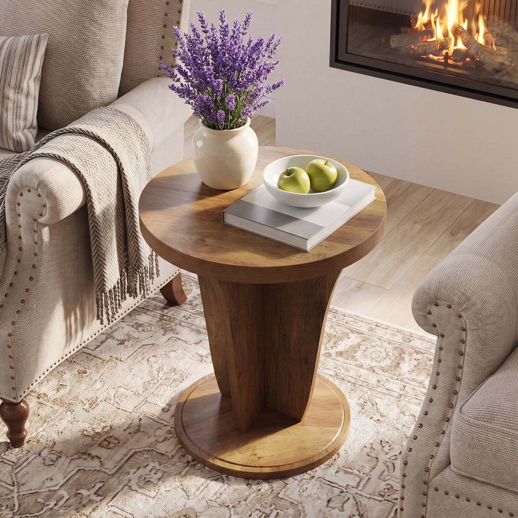 Tribesigns Table d’Appoint Ronde en Bois 50 cm pour Salon