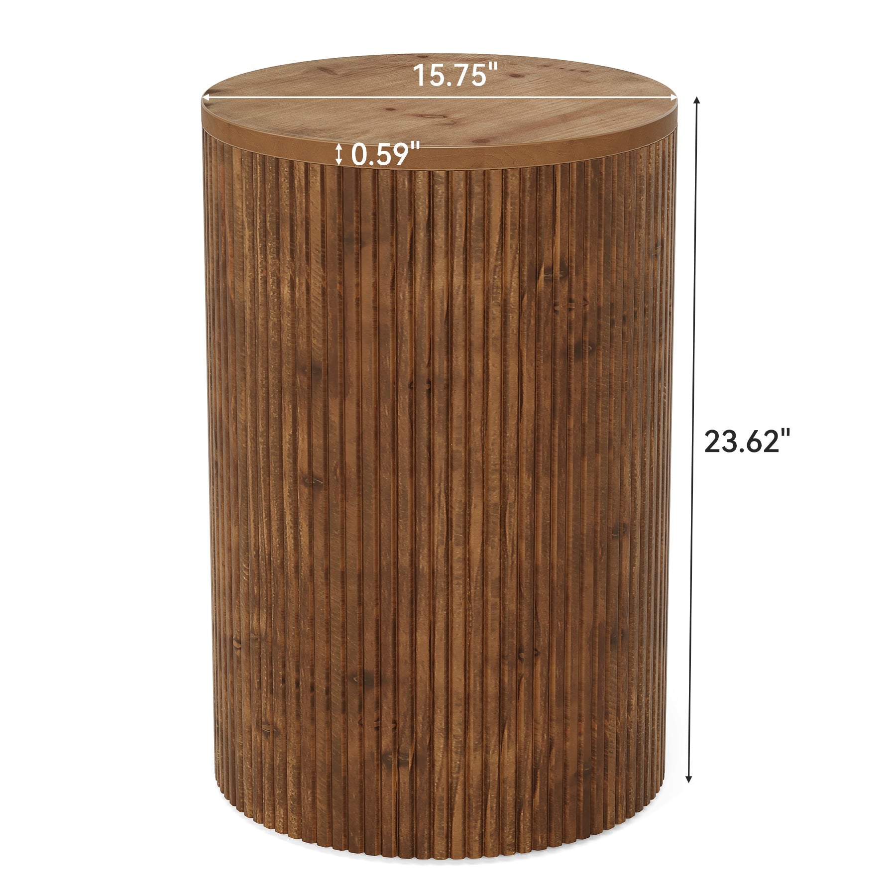 Tribesigns Table d’Appoint Ronde en Bois Massif avec Rangement et 4 Roulettes