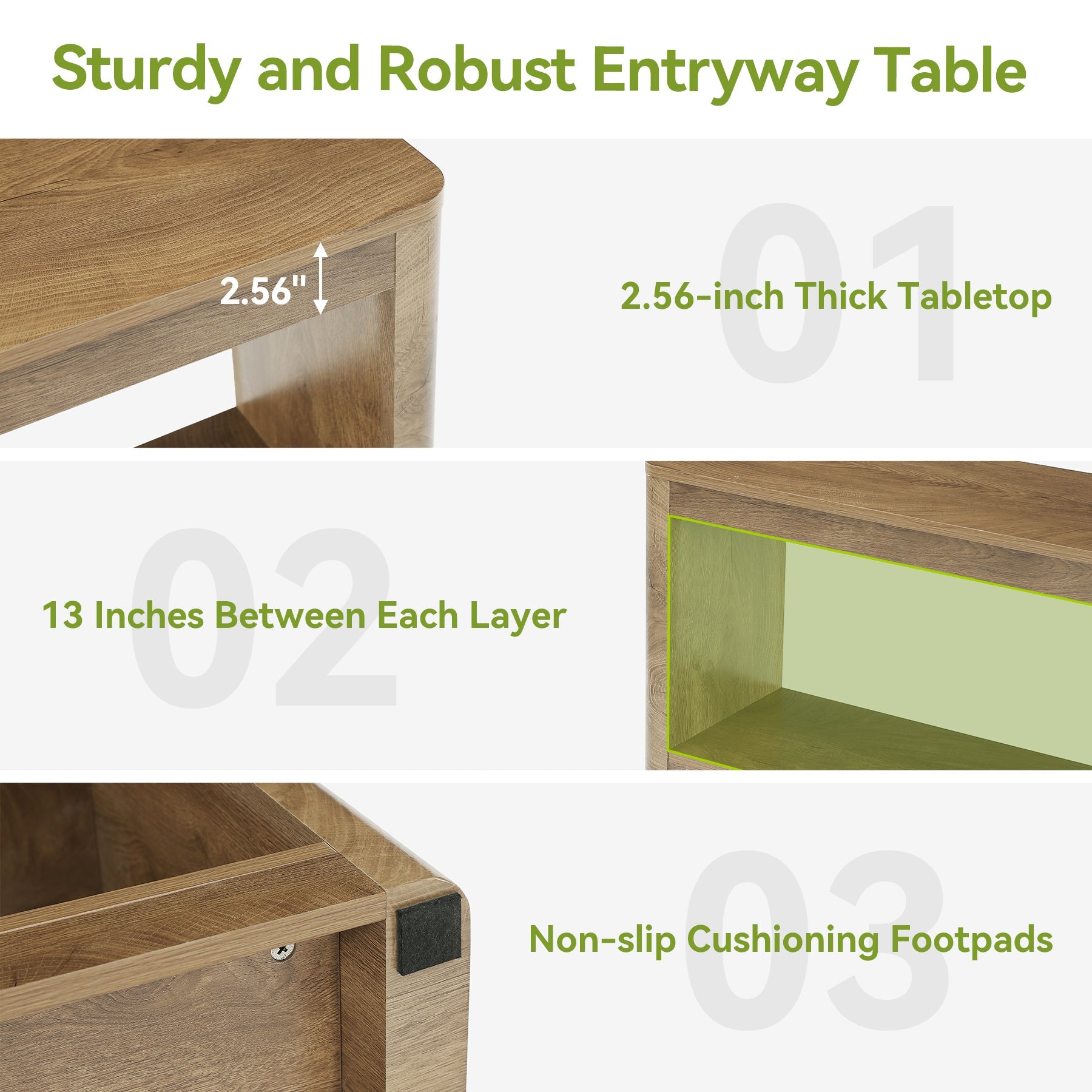 Tribesigns Console de 160 cm, Table de Canapé Moderne avec 3 Étagères de Rangement
