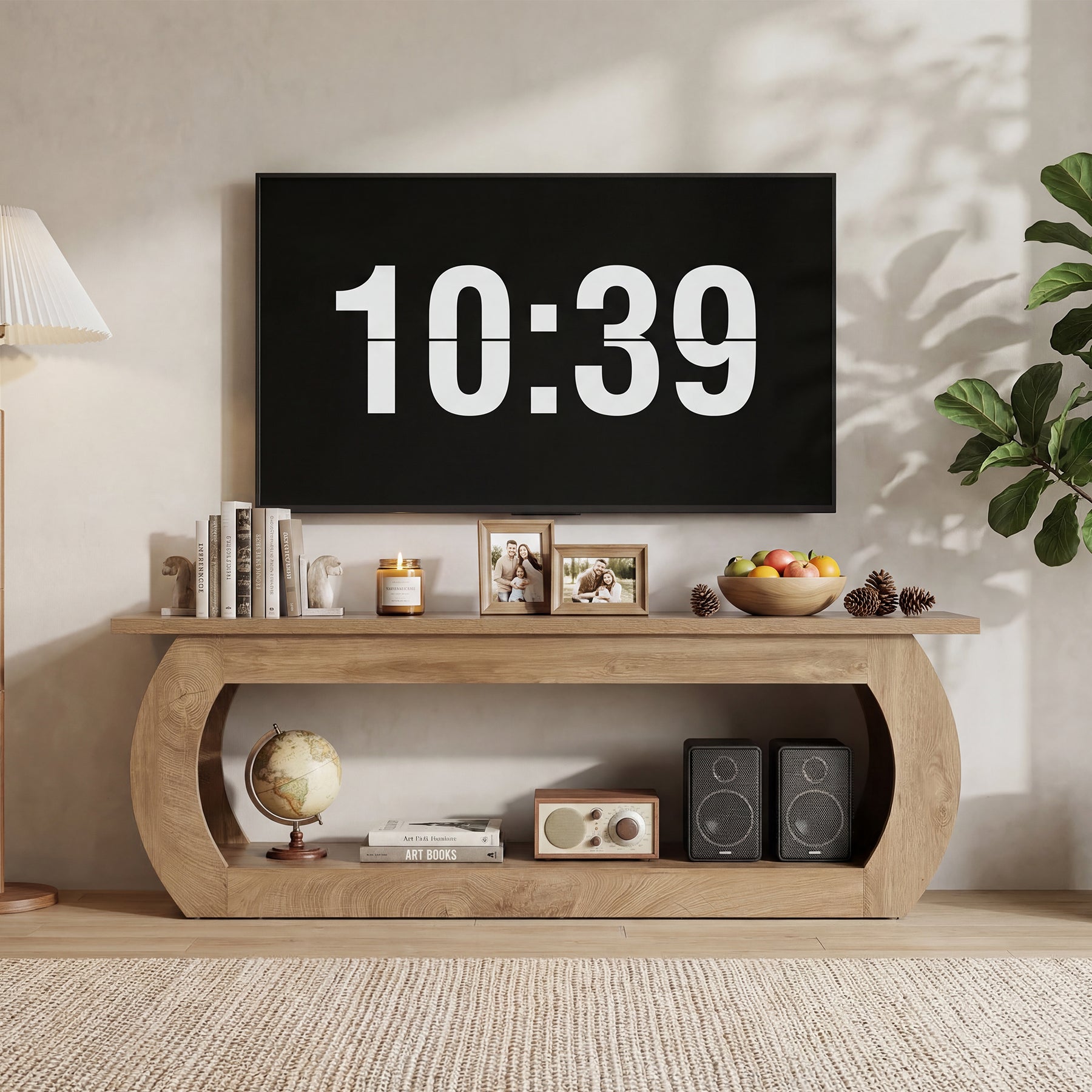 Tribesigns Meuble TV 165 cm, Centre Multimédia en Bois
