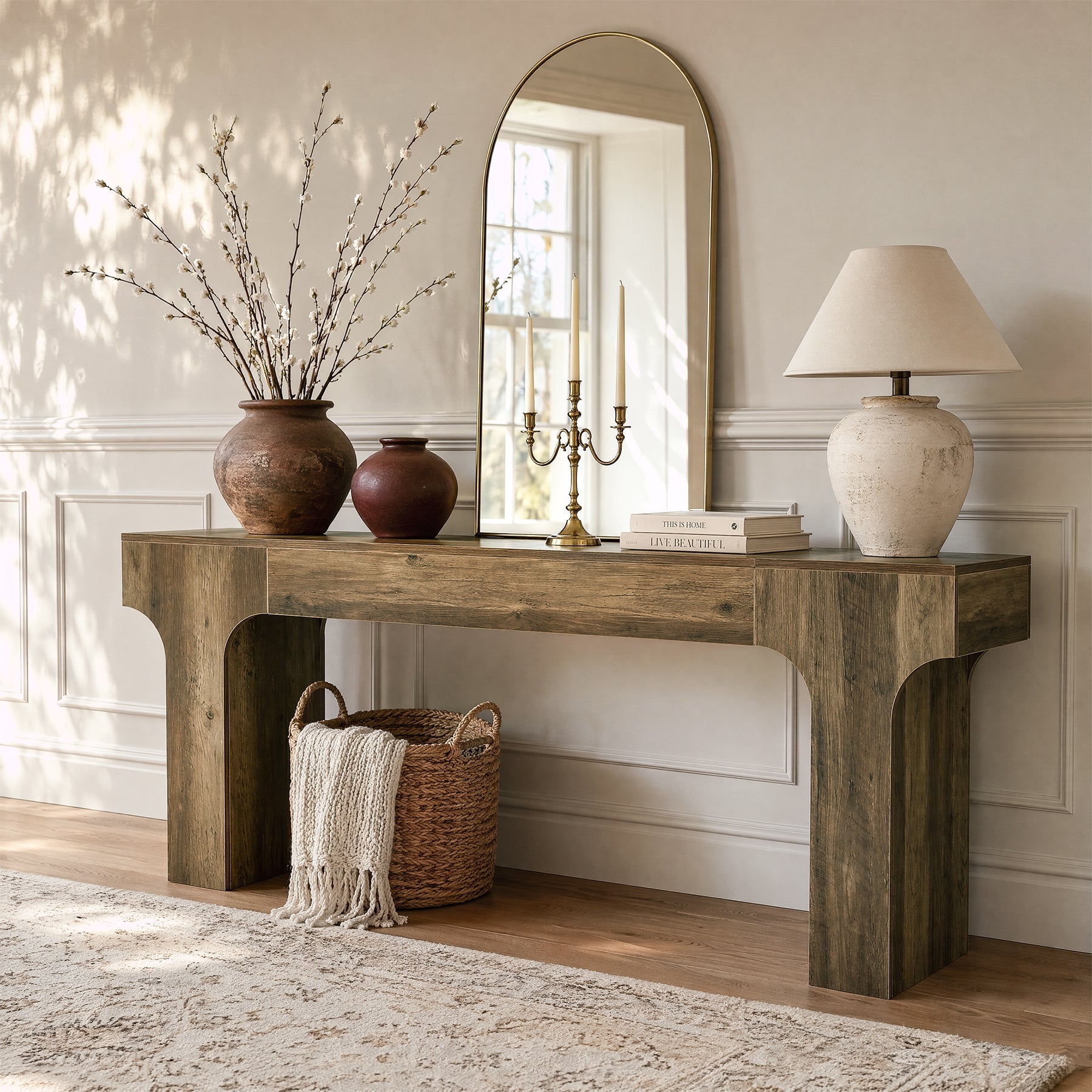 Tribesigns Console Country 200 cm avec Design Arqué pour Entrée et Salon