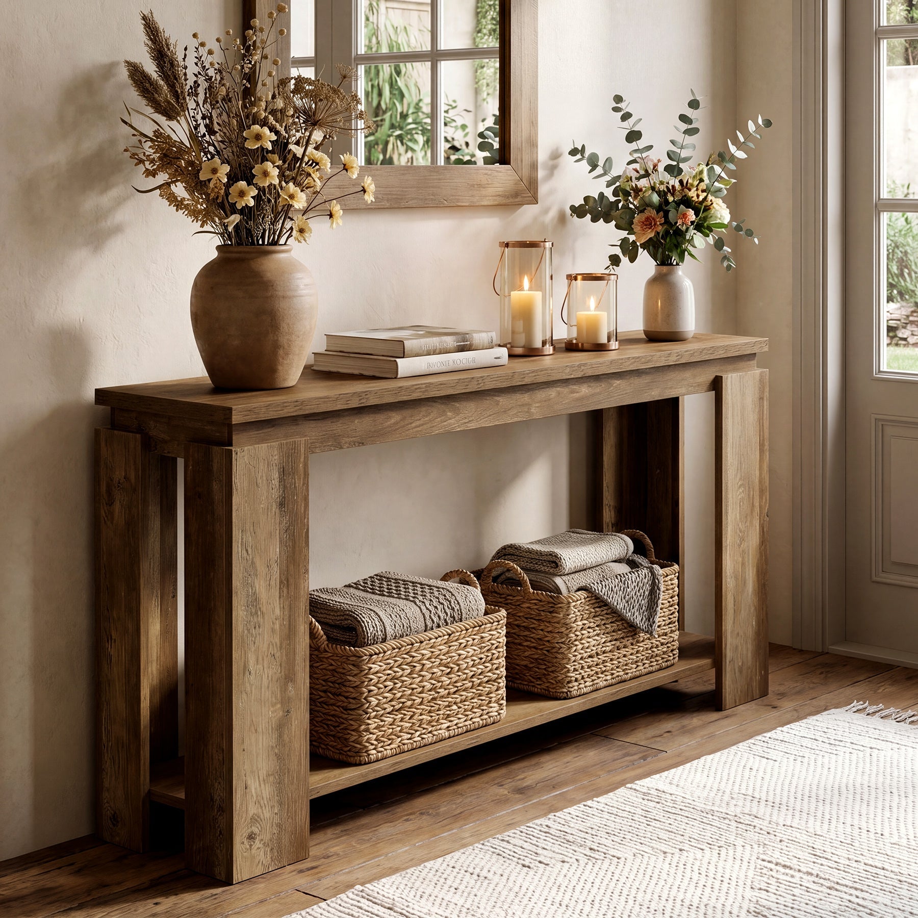 Tribesigns Console Longue et Étroite 160 cm Style Rustique pour Entrée ou Salon