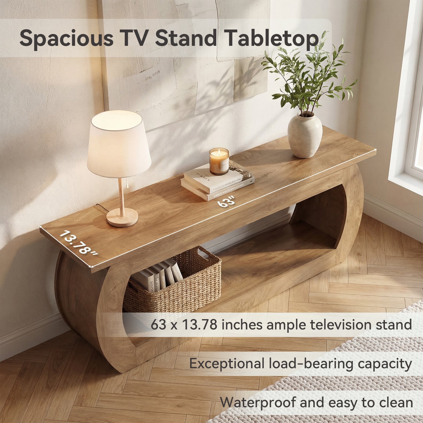 Tribesigns Meuble TV 165 cm, Centre Multimédia en Bois