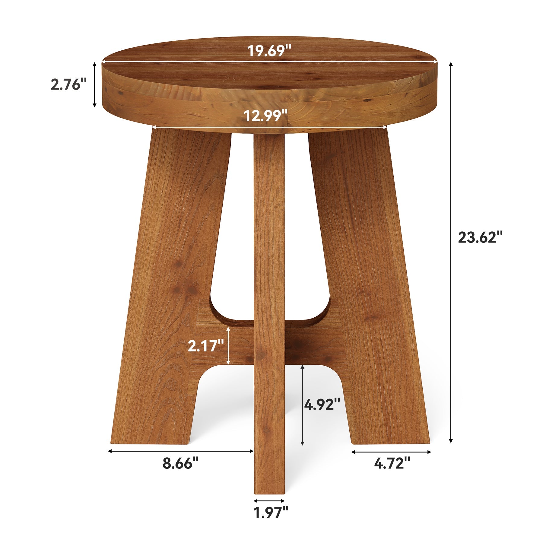 Tribesigns Tables d’Appoint Rondes en Bois Massif Style Rustique pour Salon