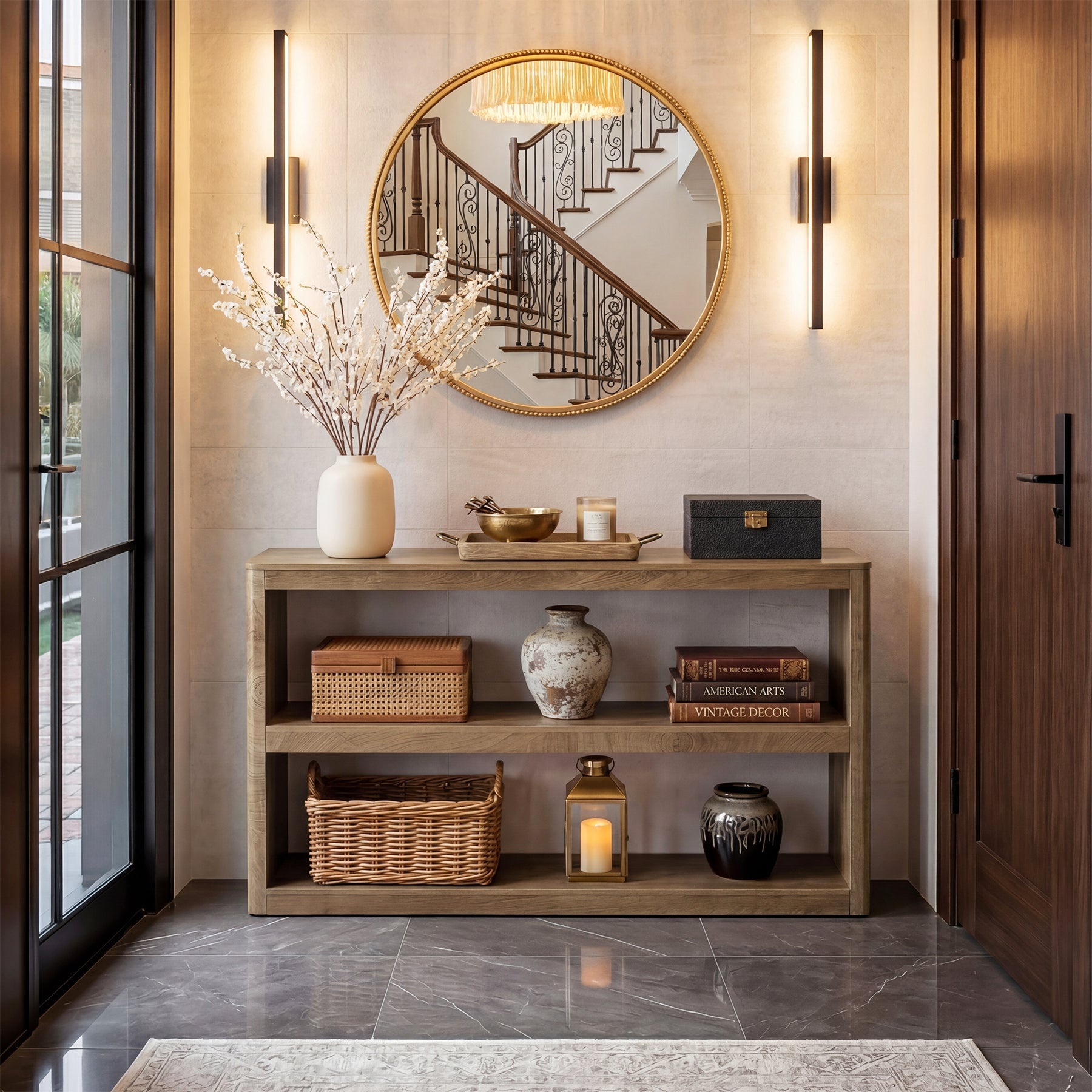 Tribesigns Console de 160 cm, Table de Canapé Moderne avec 3 Étagères de Rangement