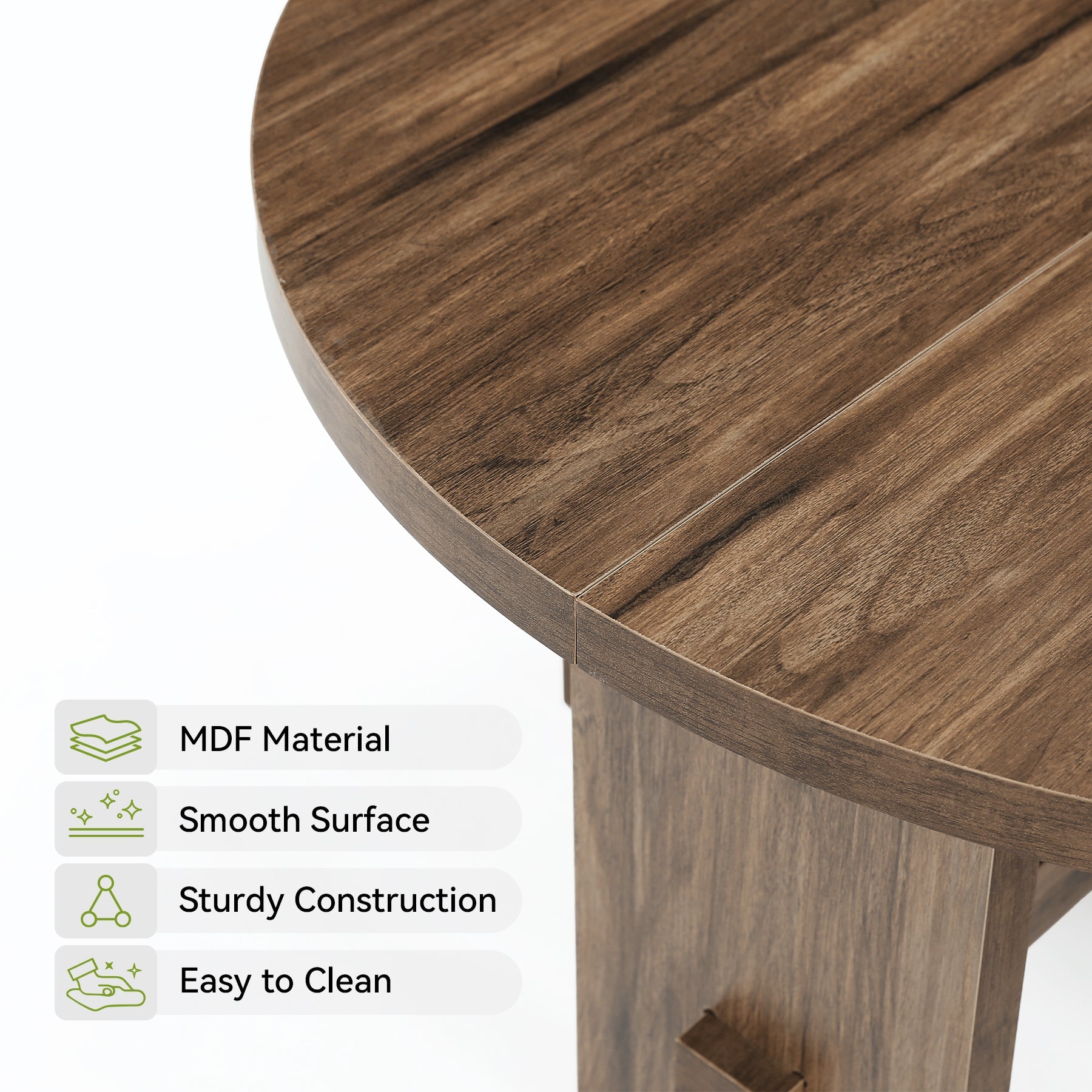 Tribesigns Table d’appoint ronde de 80 cm, table rustique avec base piédestal