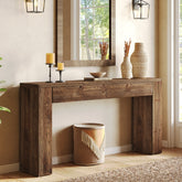 Tribesigns Console 160 cm en Bois Massif avec Tiroirs, Table Derrière Canapé 3