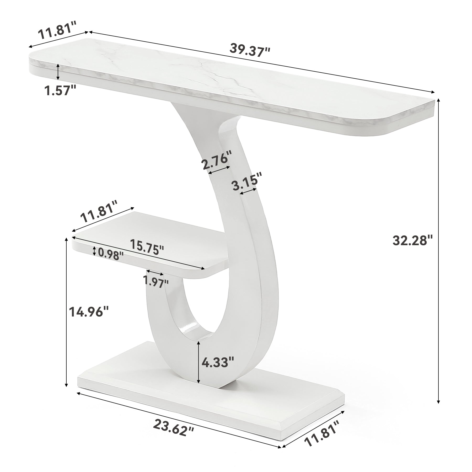 Tribesigns Console Blanche de 100 cm, Table d’Entrée Étroite Effet Marbre avec Étagère