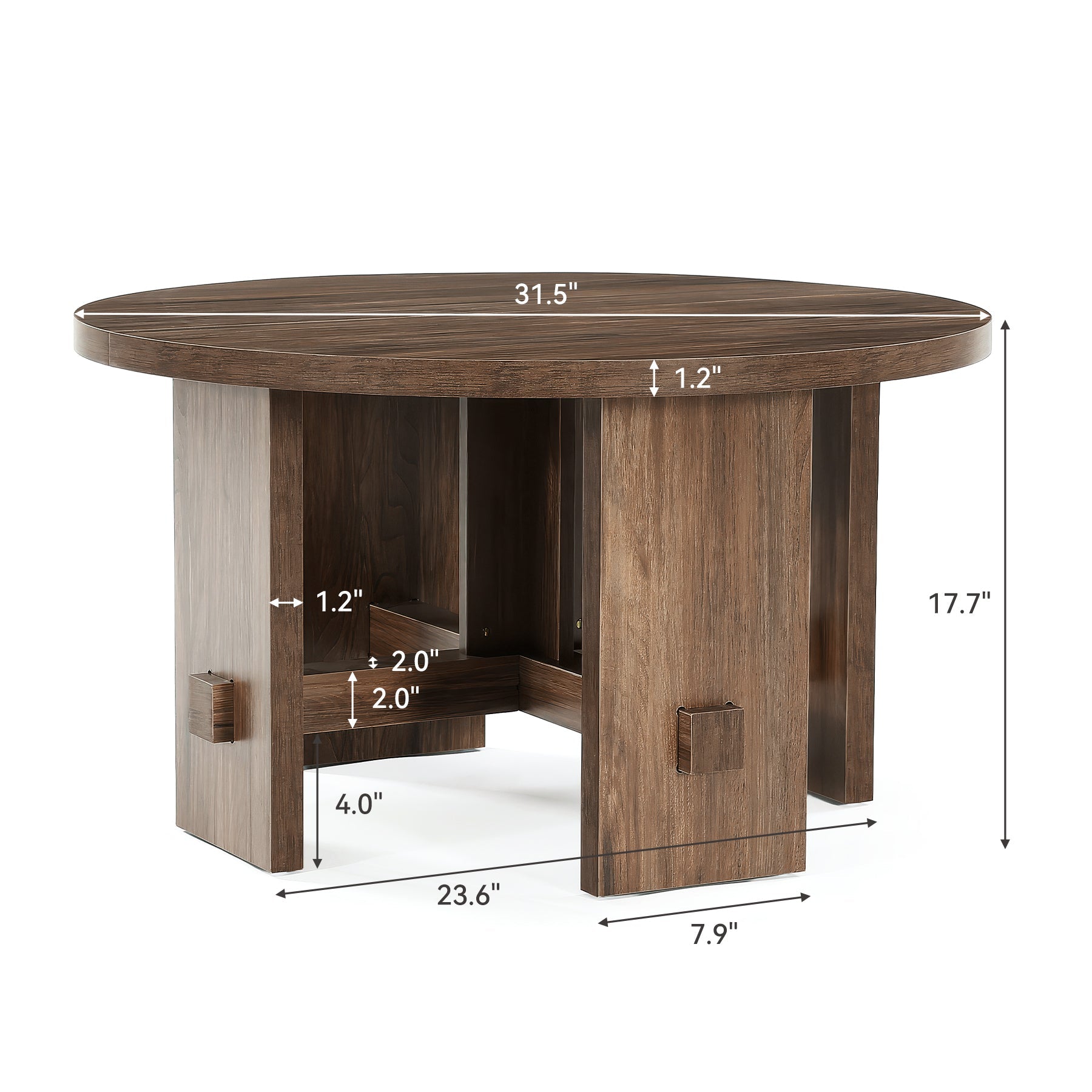 Tribesigns Table d’appoint ronde de 80 cm, table rustique avec base piédestal