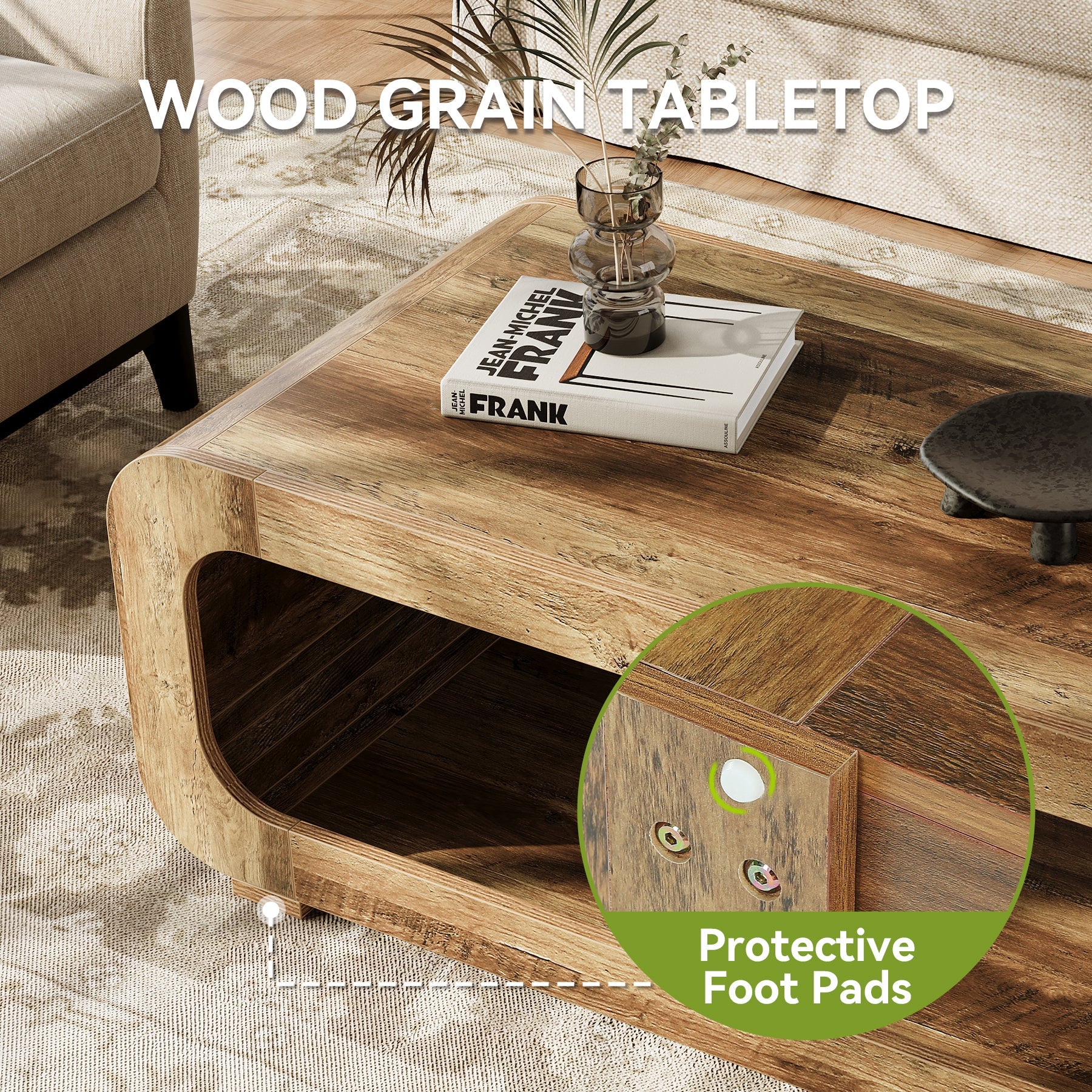 Tribesigns Table Basse Rectangulaire en Bois 120 cm avec Rangement