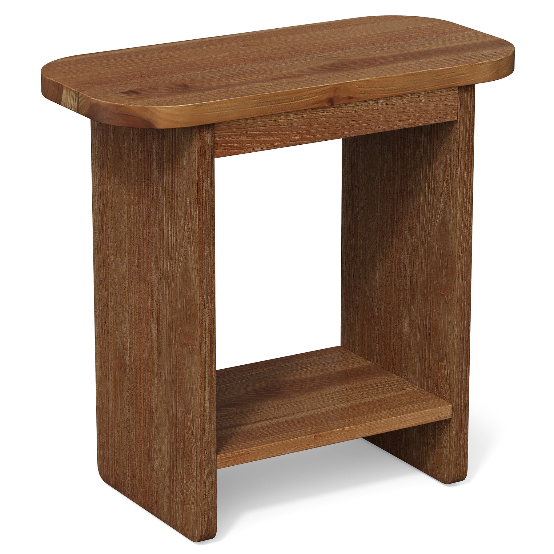 Tribesigns Table d’Appoint en Bois Massif à 2 Niveaux, Structure en H avec Étagère