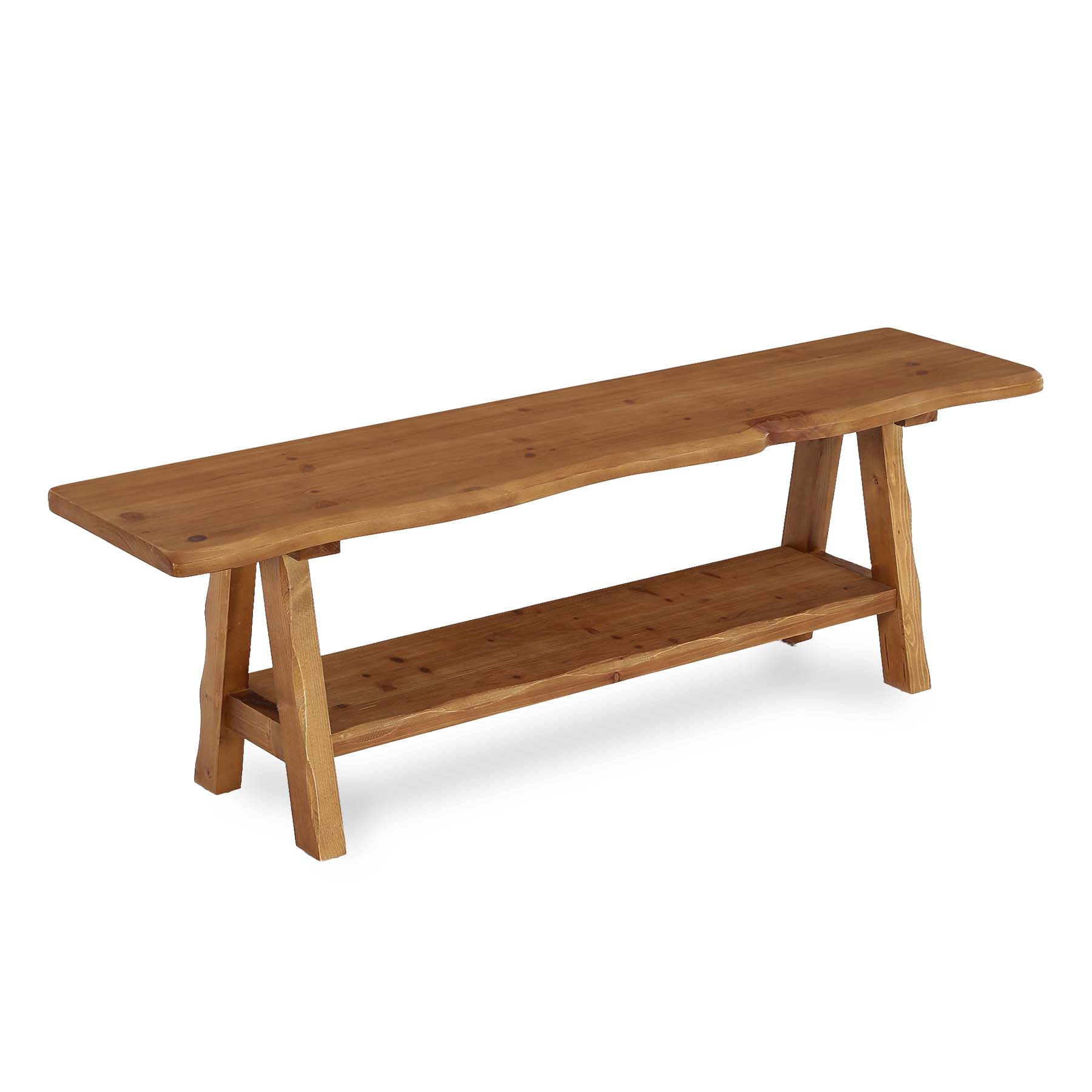 Tribesigns Banc à Chaussures en Bois Massif avec Assise et Étagère, 140 x 35 x 45 cm