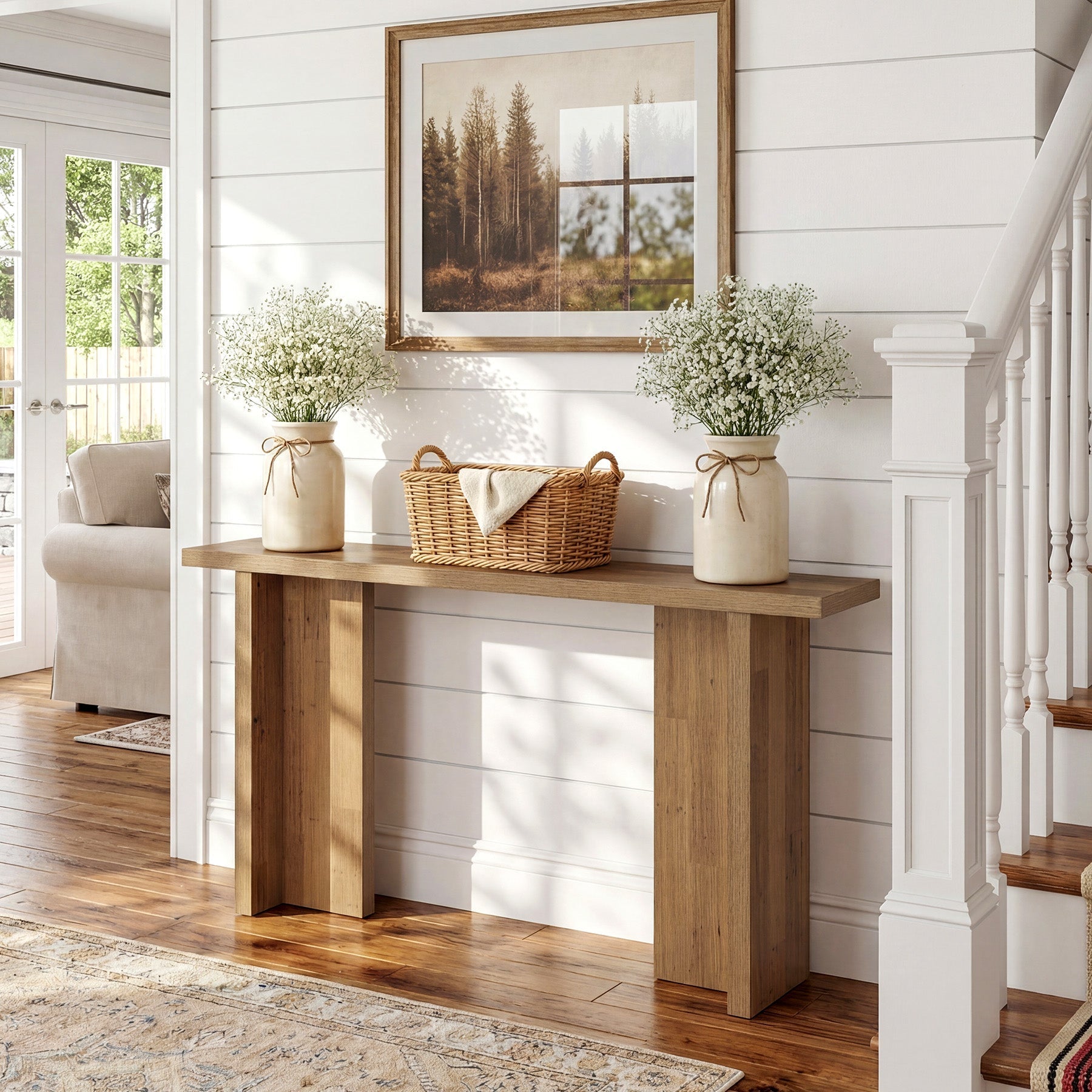 Tribesigns Console 160 cm, Table d'appoint étroite pour canapé aspect bois moderne