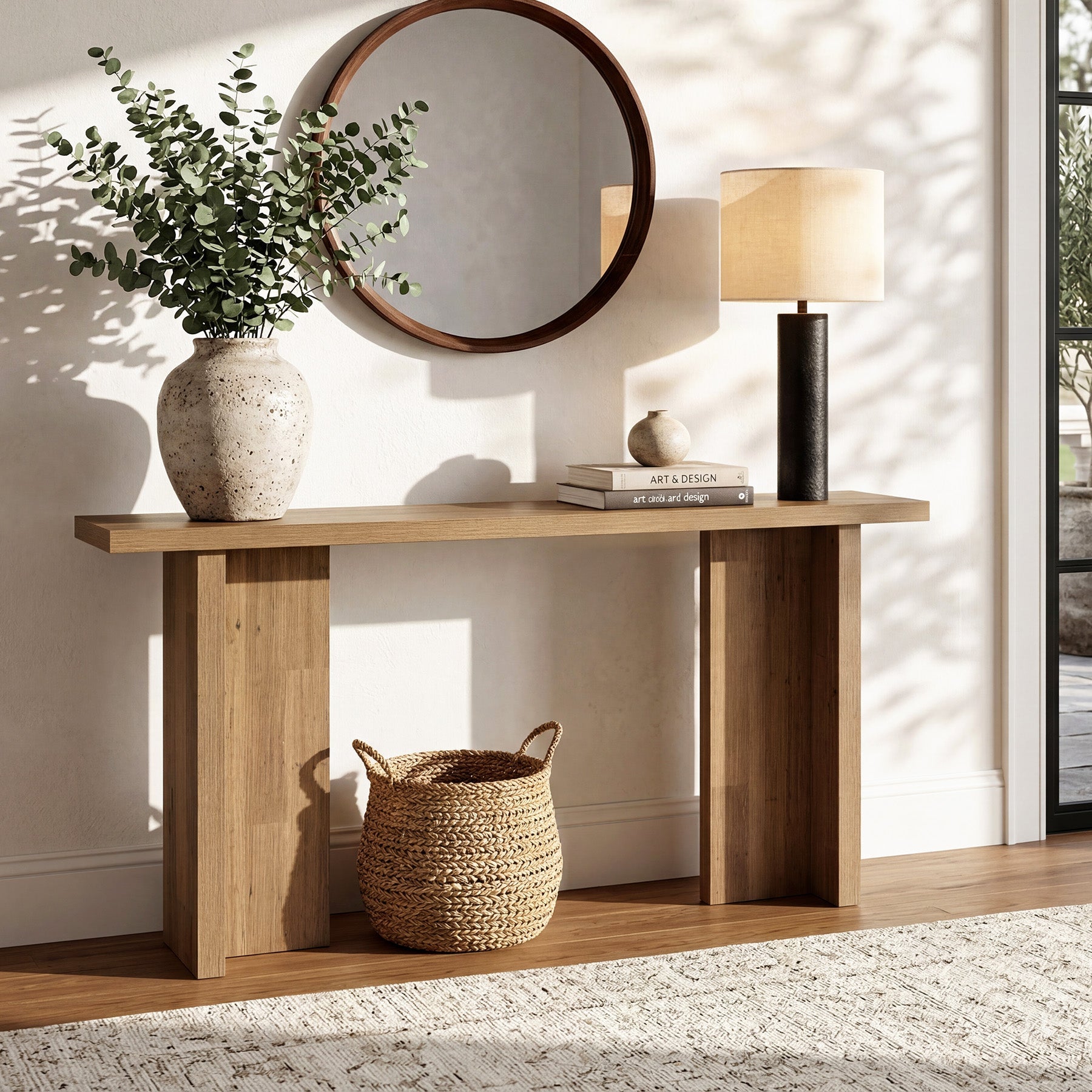 Tribesigns Console 160 cm, Table d'appoint étroite pour canapé aspect bois moderne