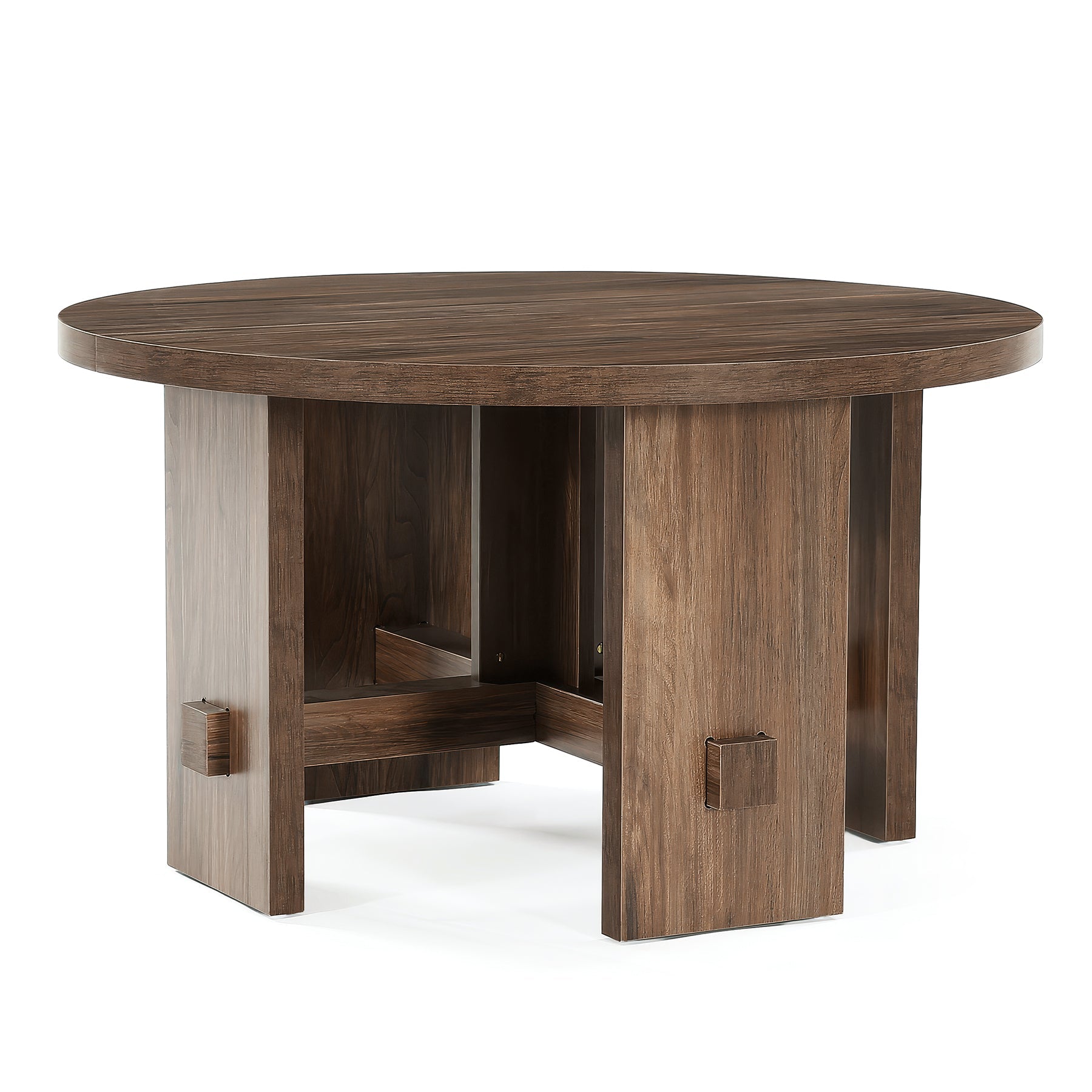 Tribesigns Table d’appoint ronde de 80 cm, table rustique avec base piédestal