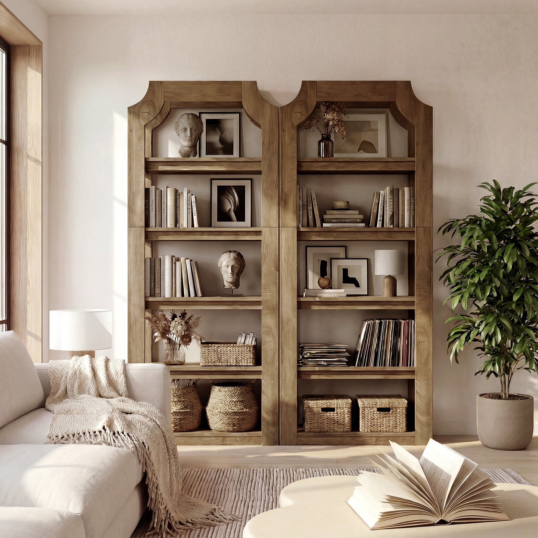 Tribesigns Bibliothèque à 5 Niveaux Style Rustique, Haute de 180 cm, Robuste et Autoportante pour Salon ou Bureau