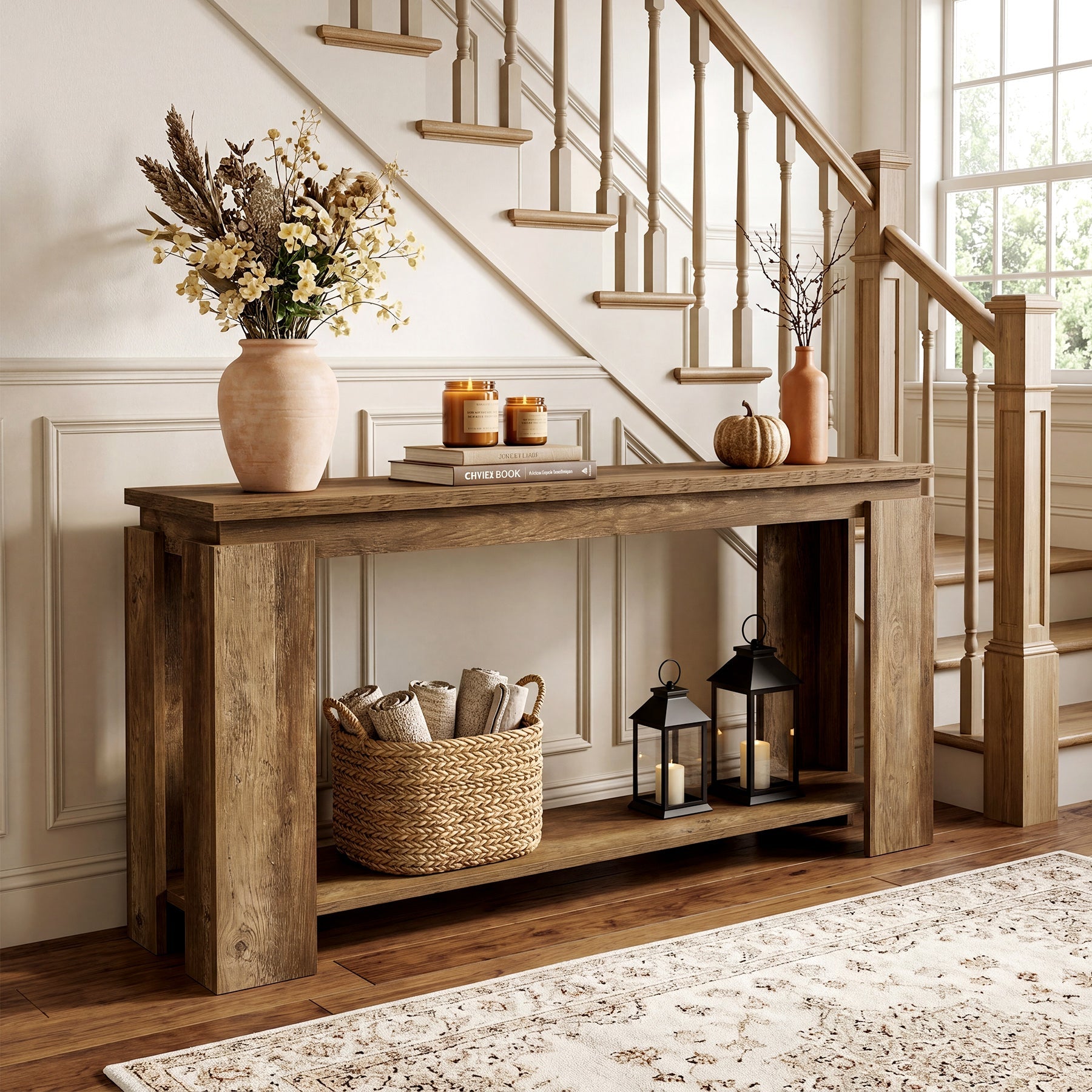 Tribesigns Console Longue et Étroite 160 cm Style Rustique pour Entrée ou Salon