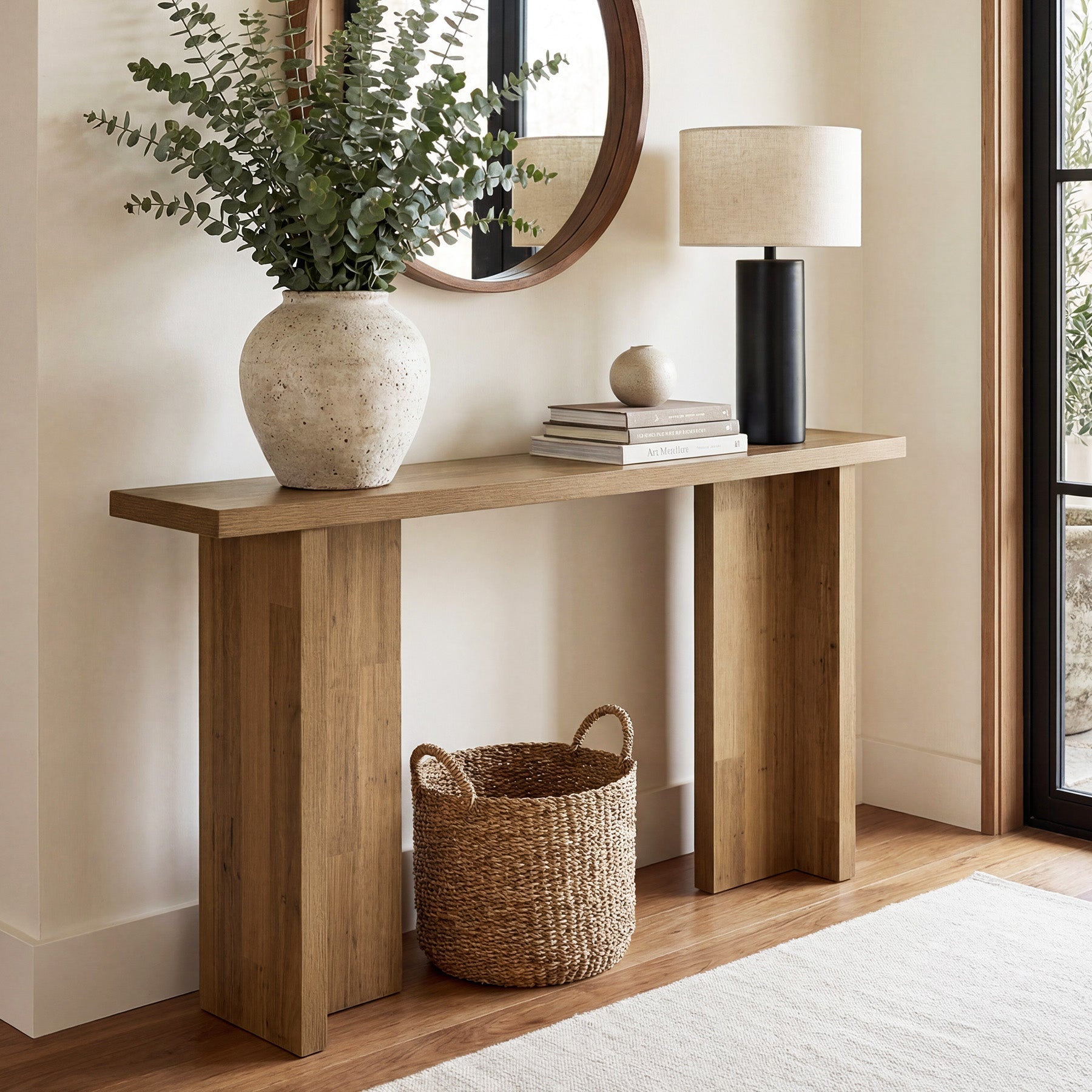 Tribesigns Console 160 cm, Table d'appoint étroite pour canapé aspect bois moderne