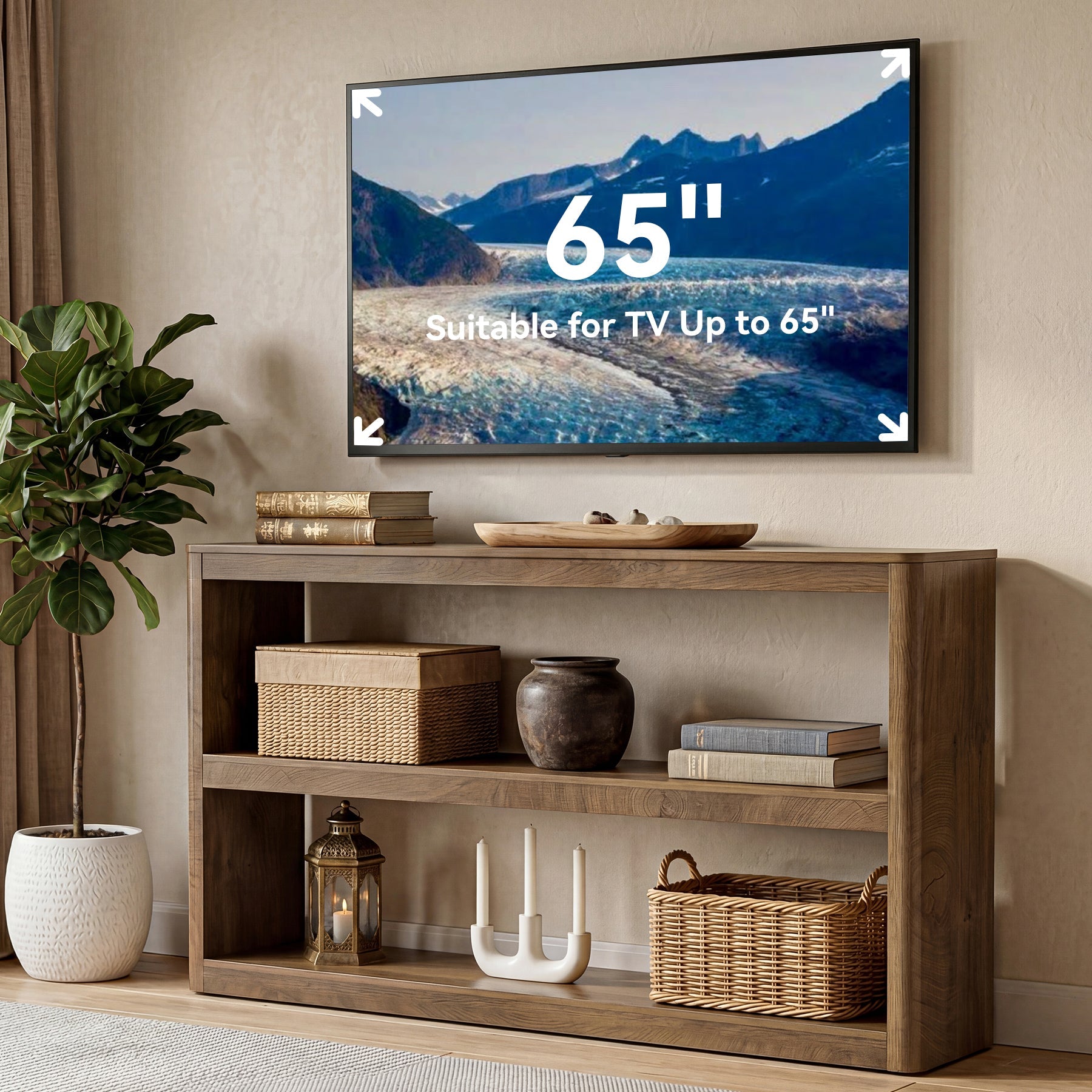 Tribesigns Console de 160 cm, Table de Canapé Moderne avec 3 Étagères de Rangement