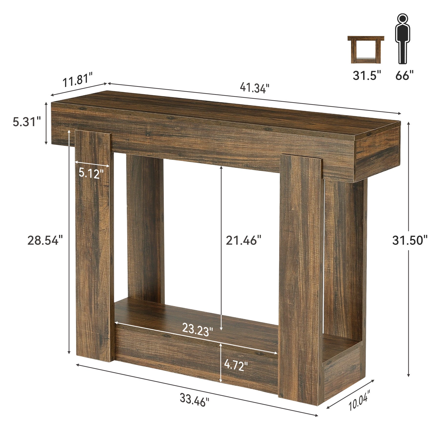 Tribesigns Console de 105 cm avec Étagère, Table d’Entrée Étroite Style Campagne