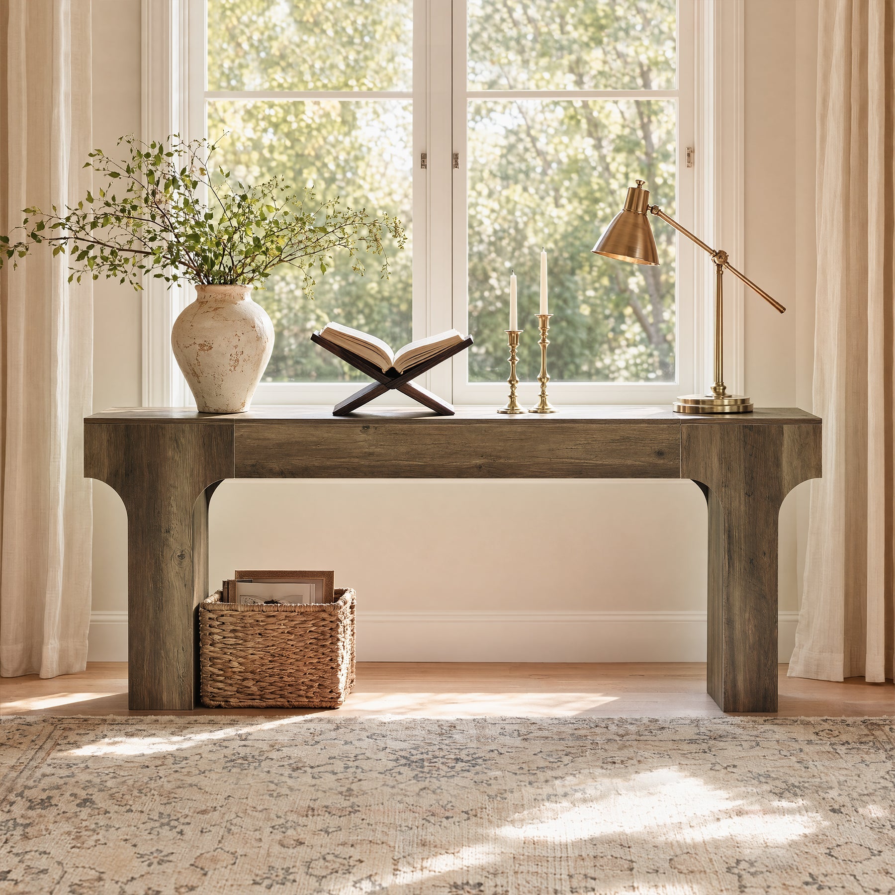 Tribesigns Console Country 200 cm avec Design Arqué pour Entrée et Salon
