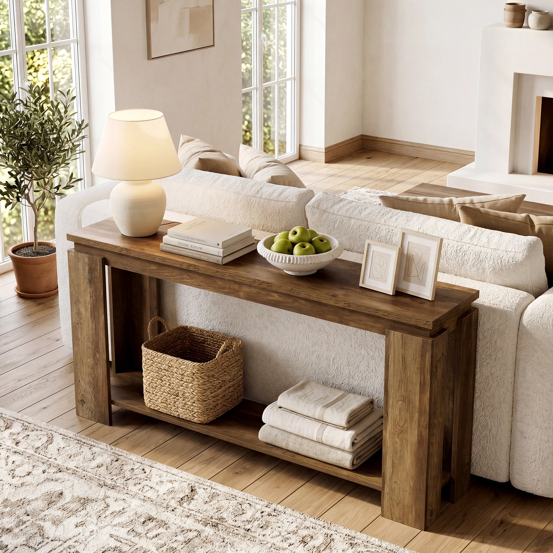 Tribesigns Console Longue et Étroite 160 cm Style Rustique pour Entrée ou Salon
