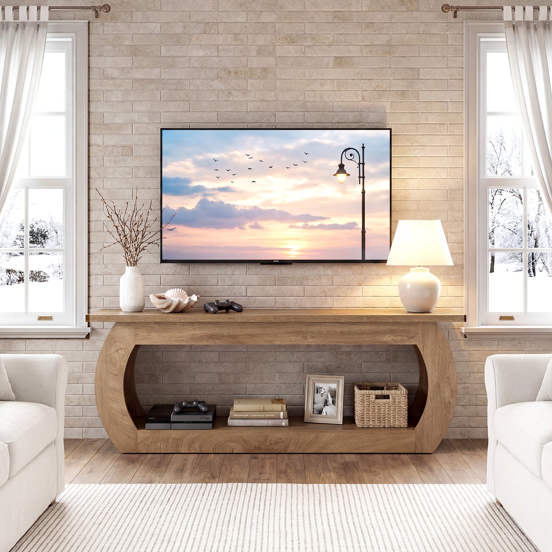 Tribesigns Meuble TV 165 cm, Centre Multimédia en Bois