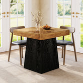 Tribesigns Table à manger carrée en bois massif, 80 cm pour 2 à 4 personnes, Table de cuisine de style champêtre avec pied central robuste 3