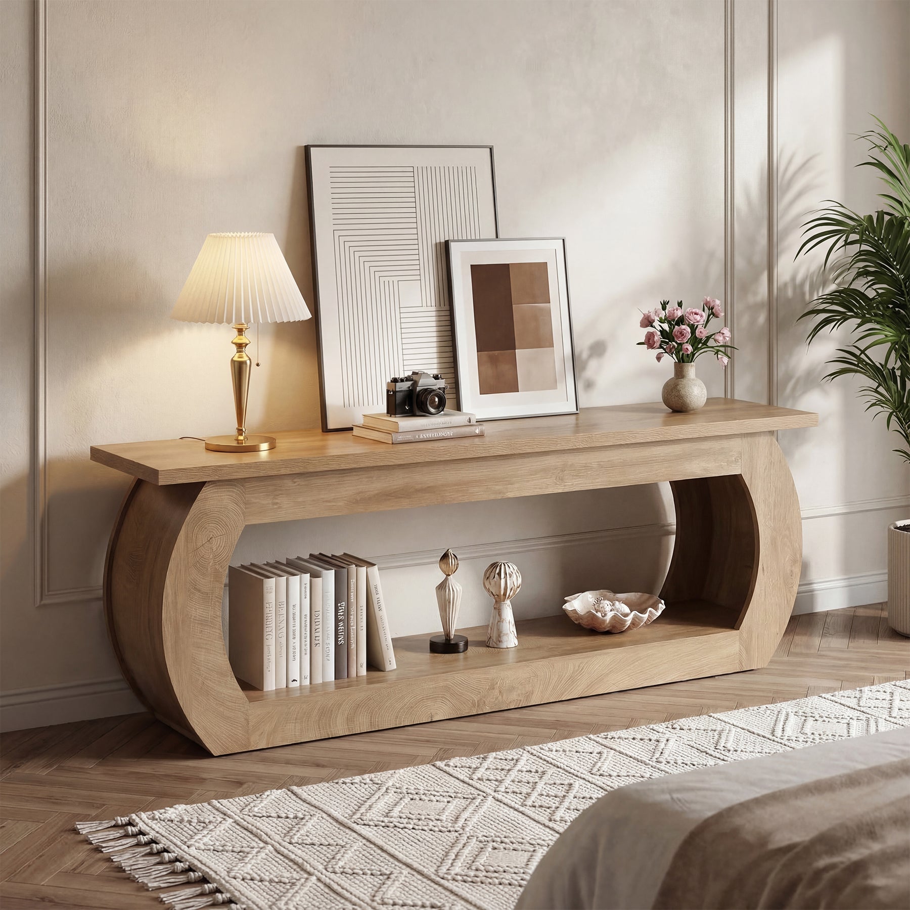 Tribesigns Meuble TV 165 cm, Centre Multimédia en Bois