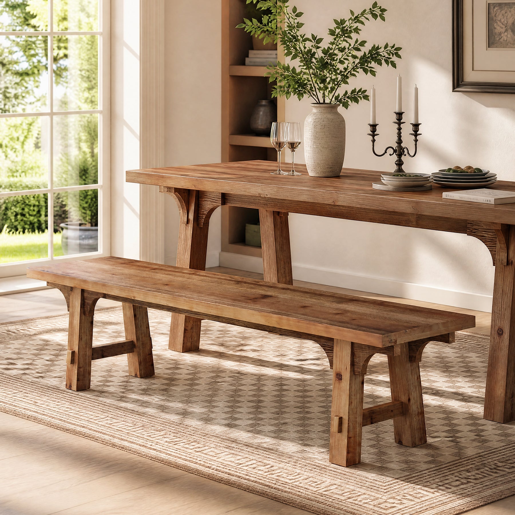 Tribesigns Banc Long 160 cm en Bois Massif avec Base Robuste pour Entrée