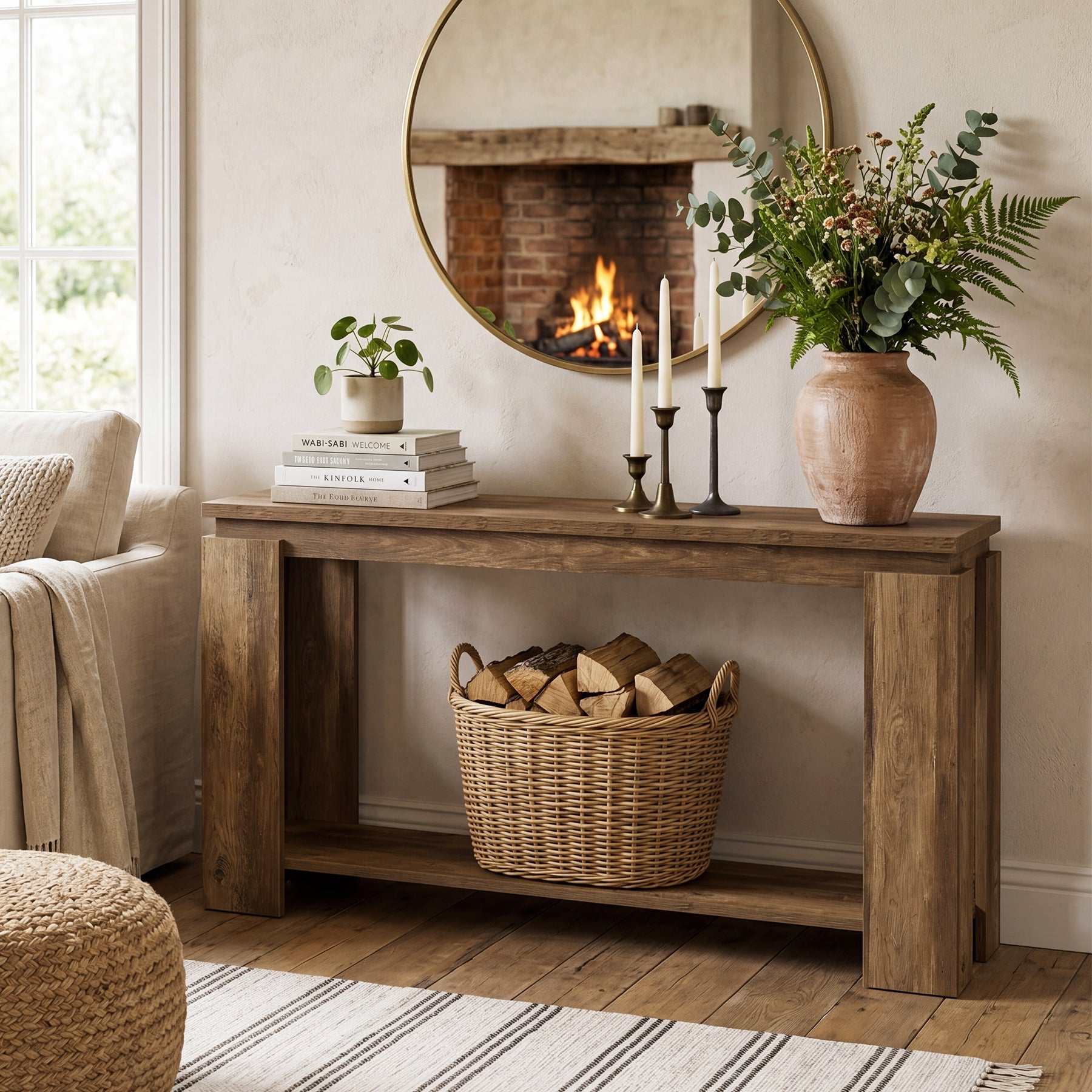 Tribesigns Console Longue et Étroite 160 cm Style Rustique pour Entrée ou Salon