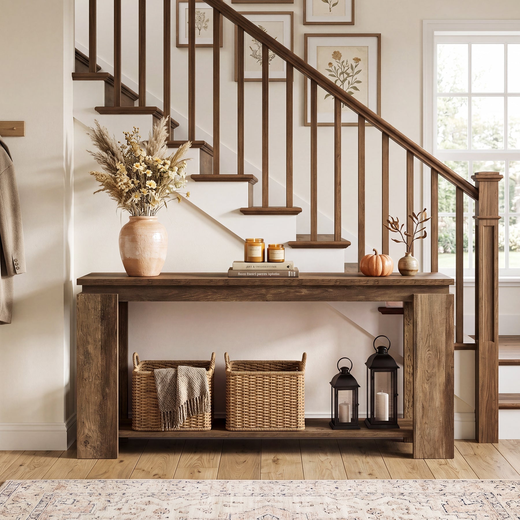 Tribesigns Console Longue et Étroite 160 cm Style Rustique pour Entrée ou Salon