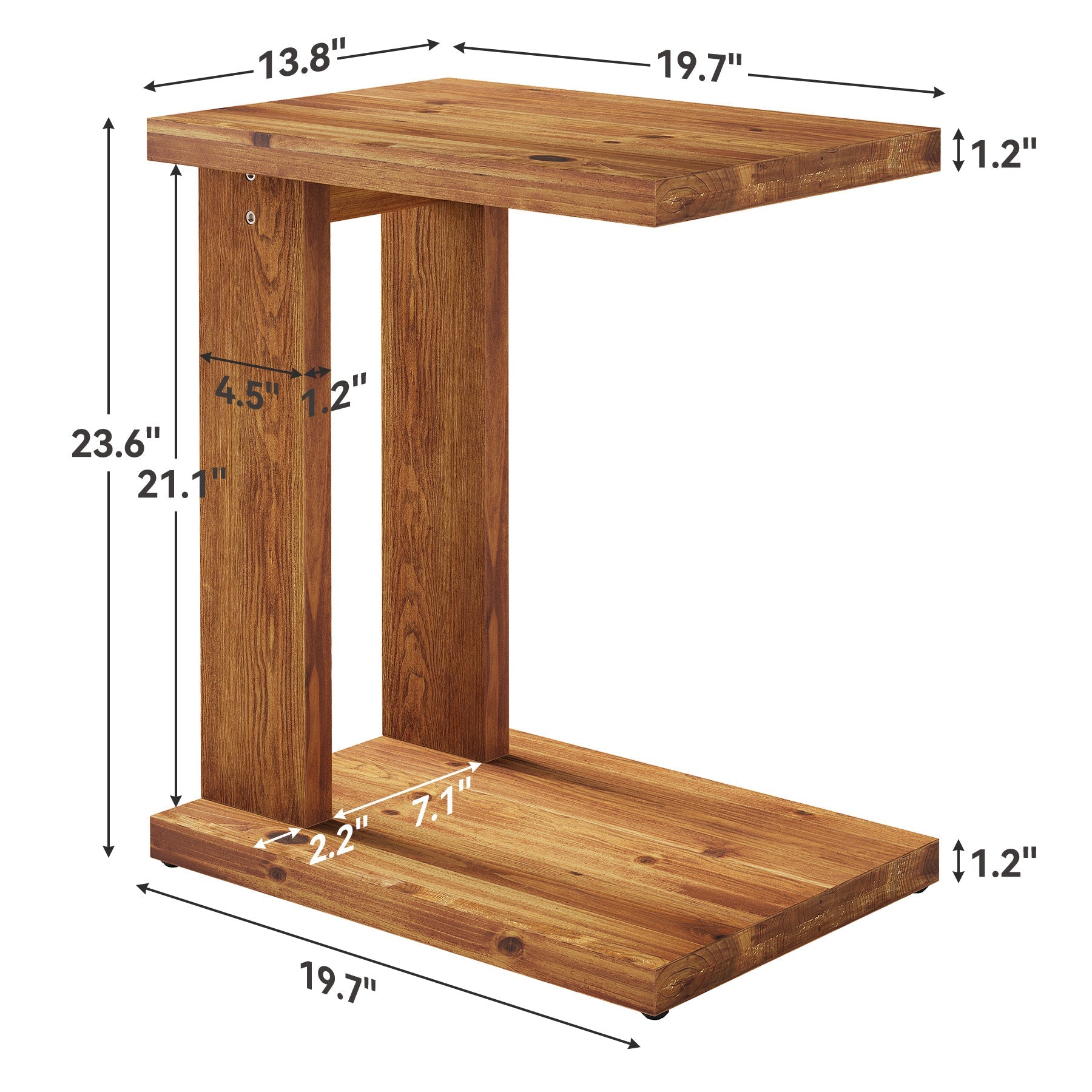 Tribesigns Table d’Appoint en C en Bois Massif, 50 x 35 x 60 cm avec 2 Niveaux, pour Salon
