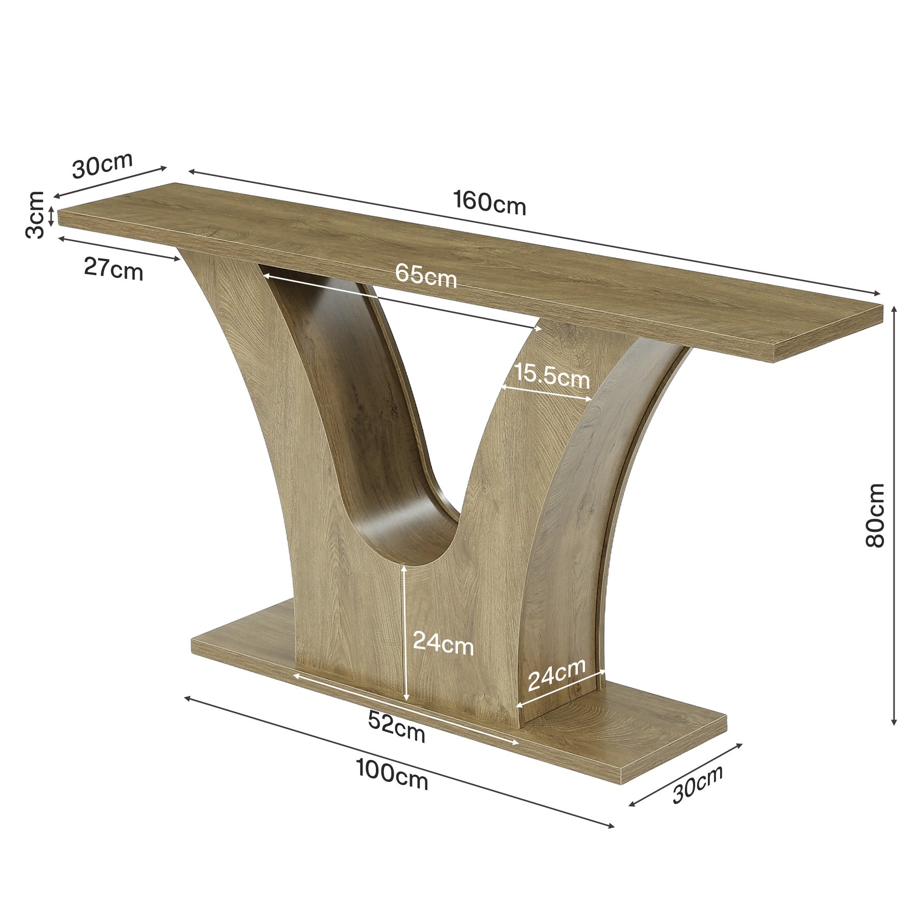 Tribesigns Smalle Console Tafel van 160 cm met V-vormige Basis, Moderne Gangtafel voor Hal en Woonkamer