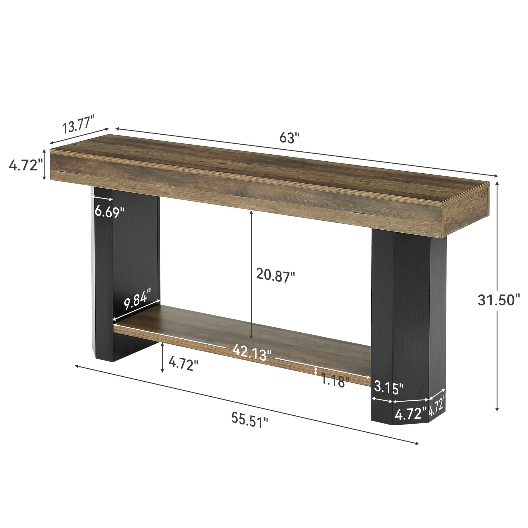 Tribesigns Console de 160 cm à 2 Niveaux, Table d’Entrée Étroite de Style Industriel