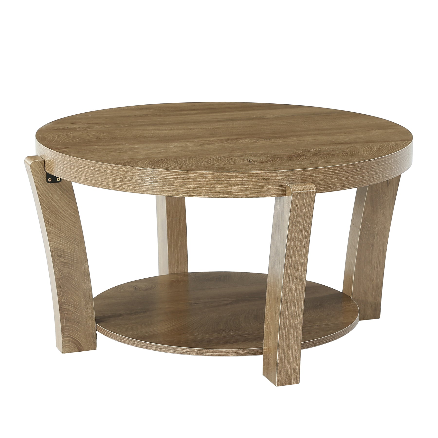 Tribesigns Table Basse Ronde de 80 cm avec Rangement à Deux Niveaux, Table en Bois pour Salon
