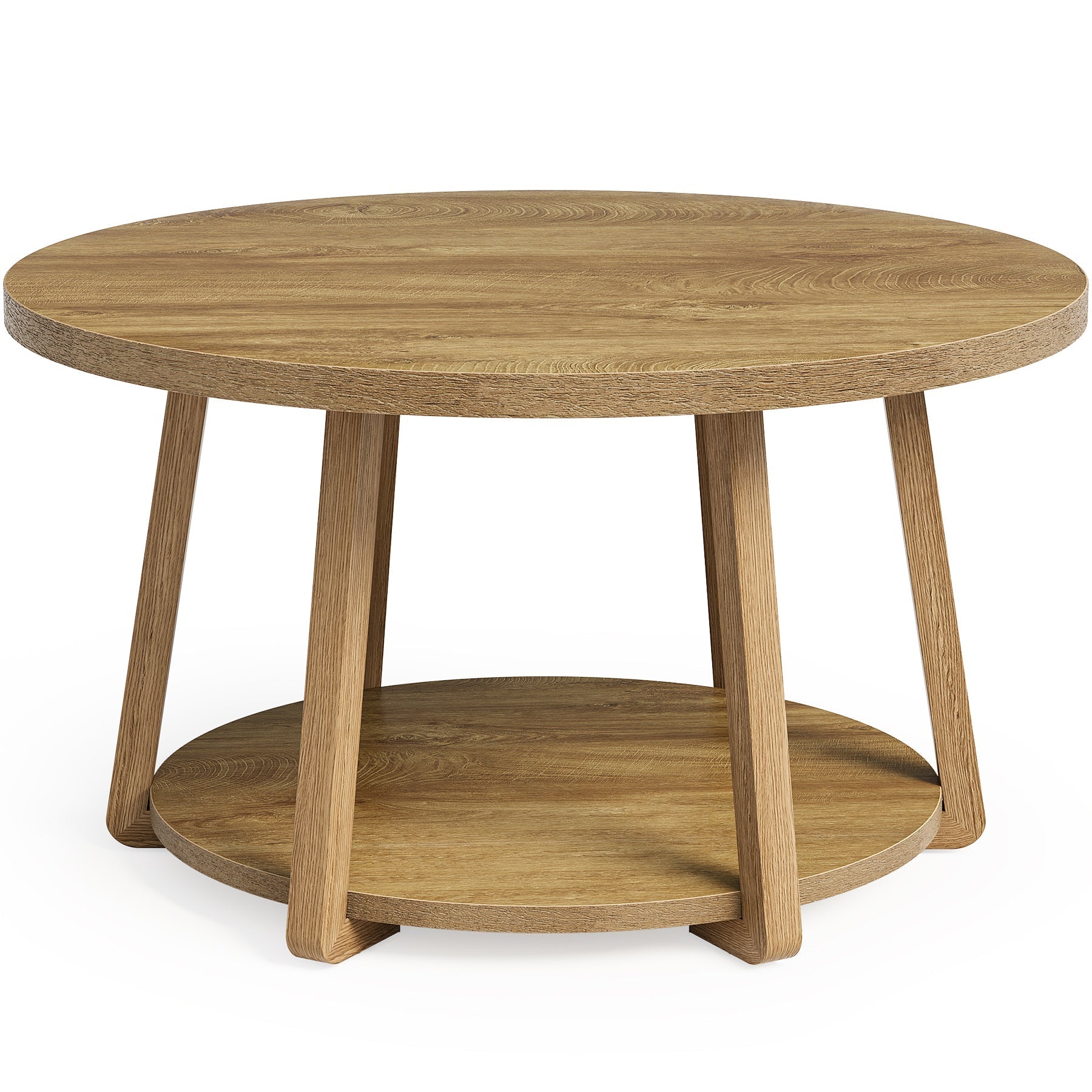 Tribesigns Table basse 80 cm, Table basse ronde à 2 niveaux pour salon