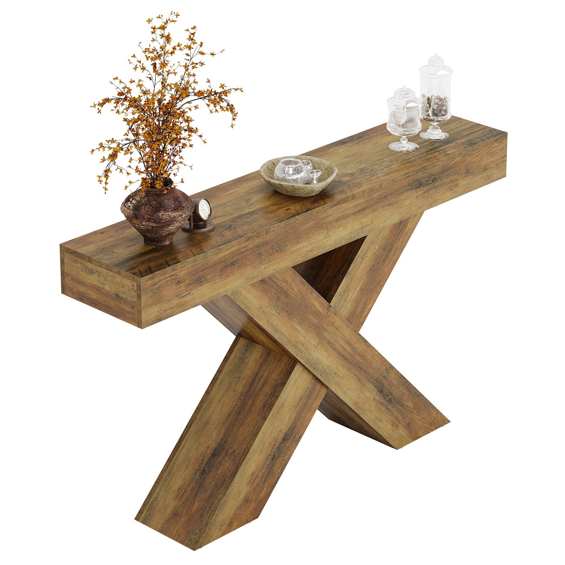 Tribesigns Console van 140 cm, Houten bijzettafel met uniek design