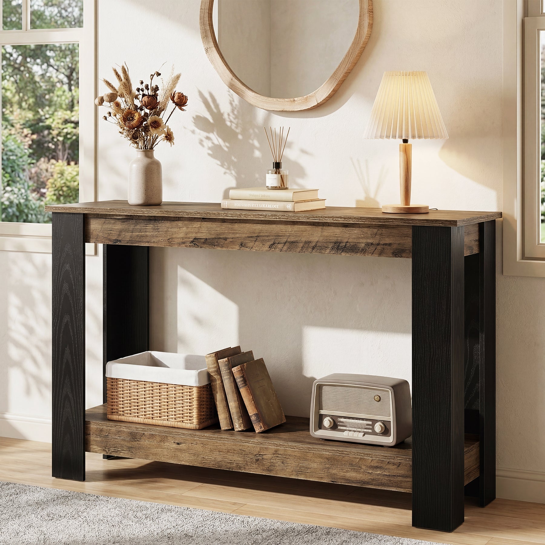Tribesigns Console Étroite de 105 cm à 2 Niveaux, Idéale comme Table d’Entrée pour Salon