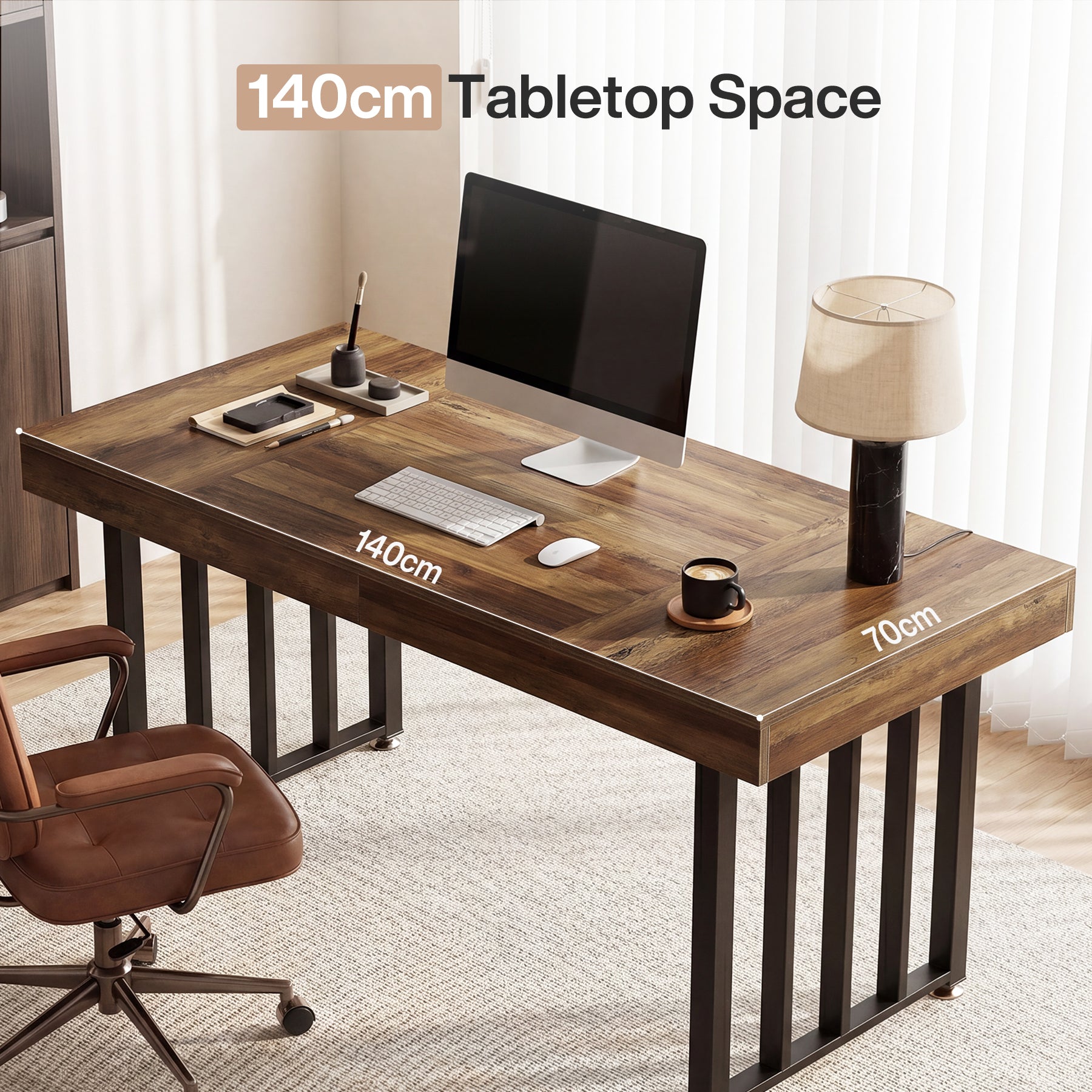 Tribesigns Bureau 140 cm, Grand bureau d'ordinateur avec structure en métal