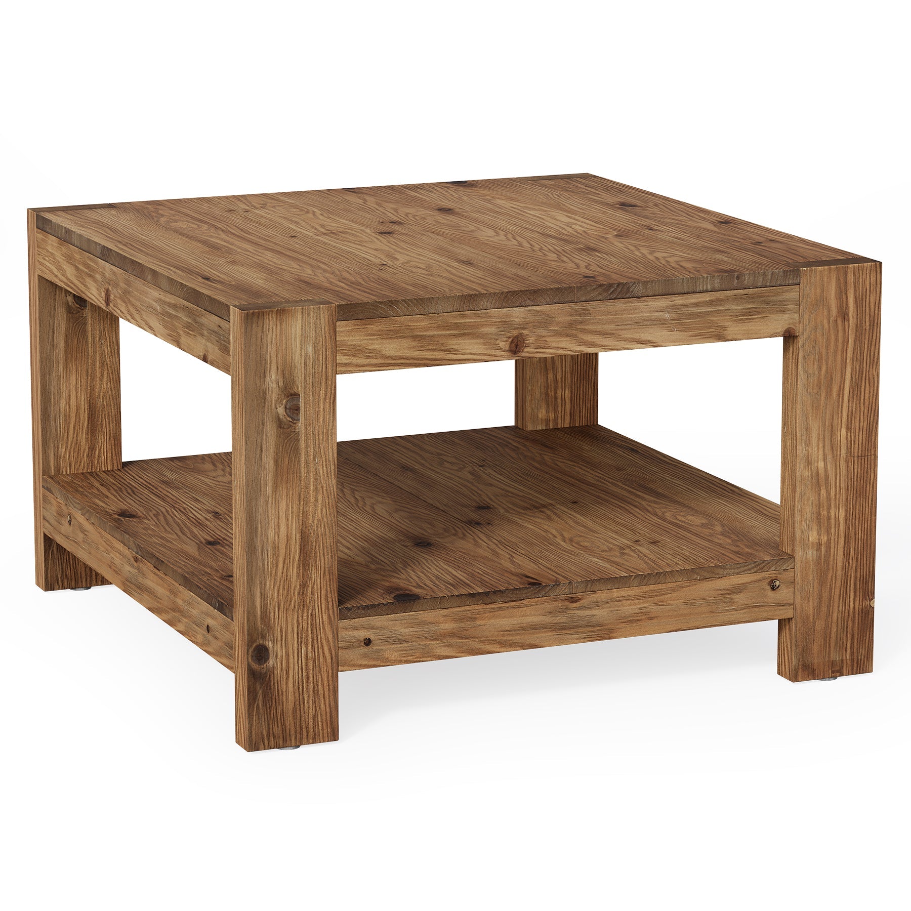 Tribesigns Table Basse 80 cm, Table Basse Carrée avec Étagère pour Salon