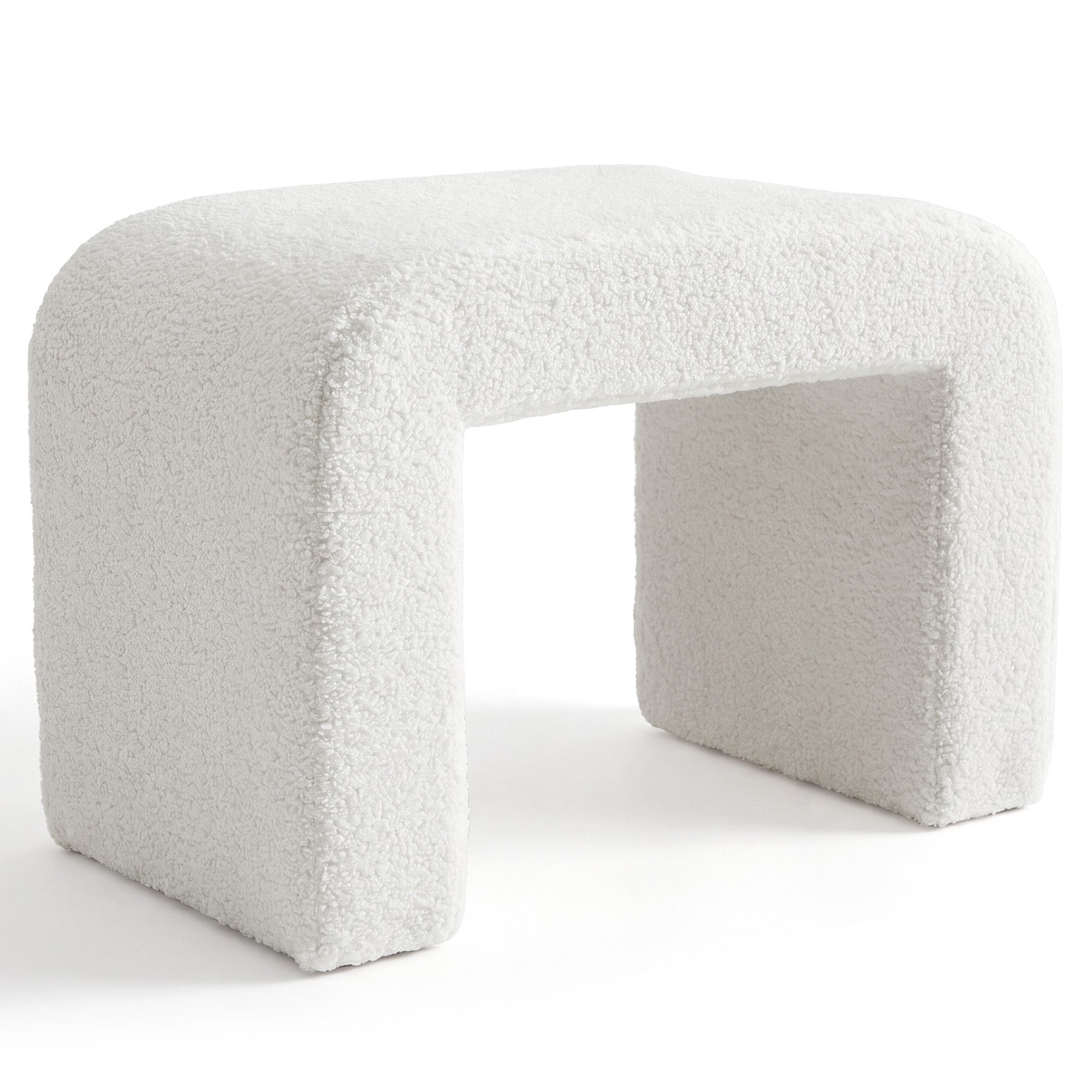 Tribesigns Pouf Rembourré en Sherpa, Tabouret de Coiffeuse Moderne en Tissu Bouclé