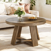 Tribesigns Table Basse Ronde 80 cm, Table de Salon Style Campagne avec Base Croisée 3