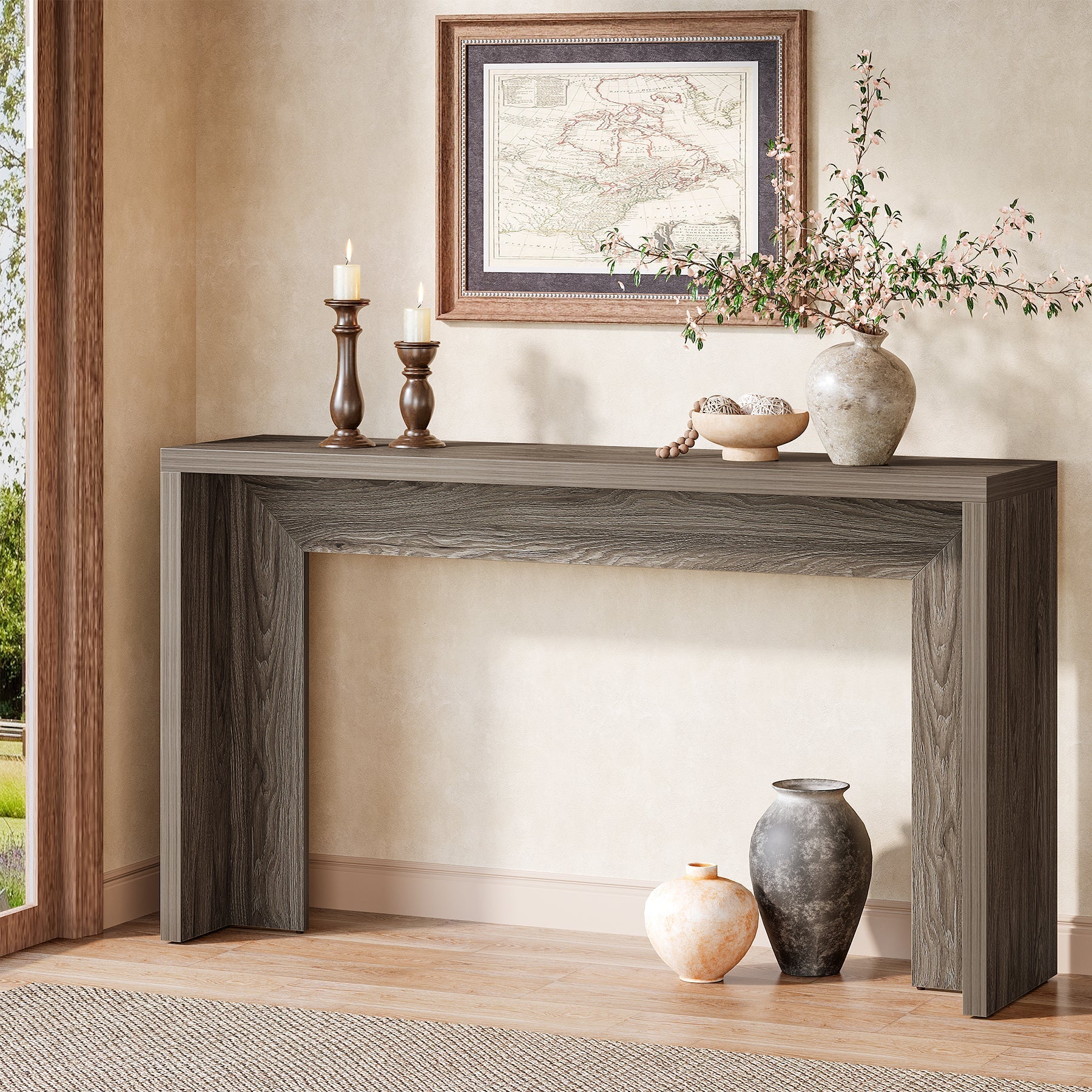Tribesigns Console style campagne 140 cm, Table d'entrée étroite avec rangement