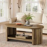 Tribesigns Table Basse Ovale 120 cm avec Rangement pour Salon 3