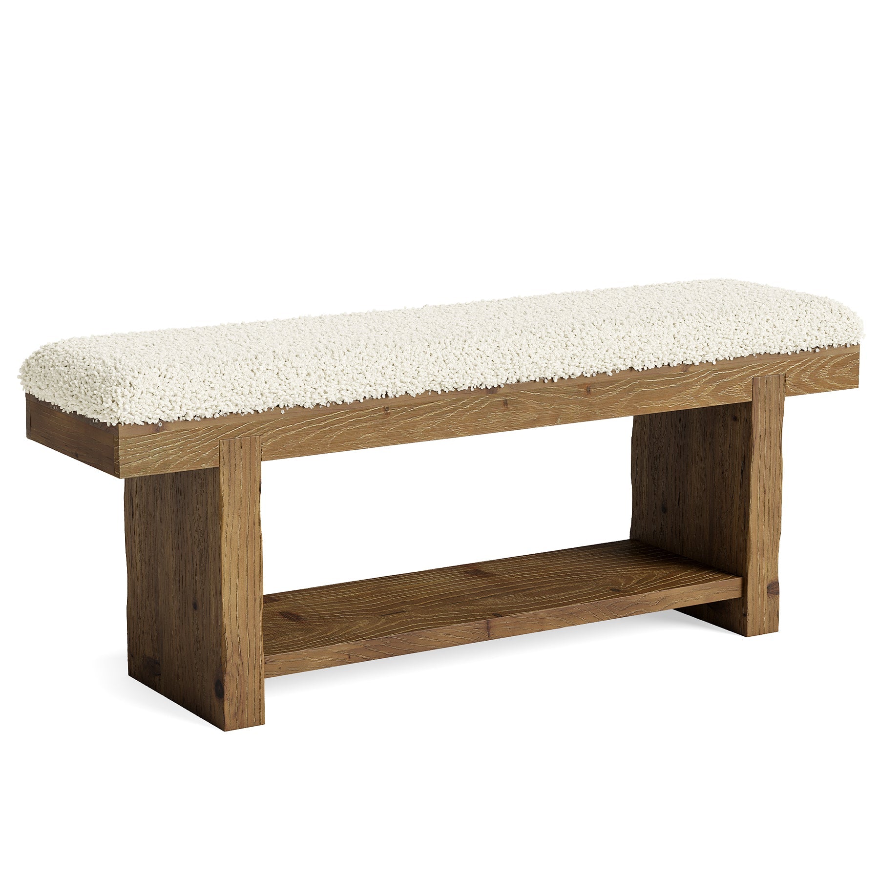 Tribesigns Banc Rembourré en Bois Massif 120 cm, Banc d’Entrée Style Rustique avec Rangement