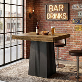 Tribesigns Table de Bar Carrée 80 cm, Hauteur 90 cm, Style Bistro avec Pieds Cannelés 3