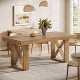Tribesigns Table à manger de 160 cm pour 4 à 6 personnes, Style maison de campagne, aspect bois massif 3