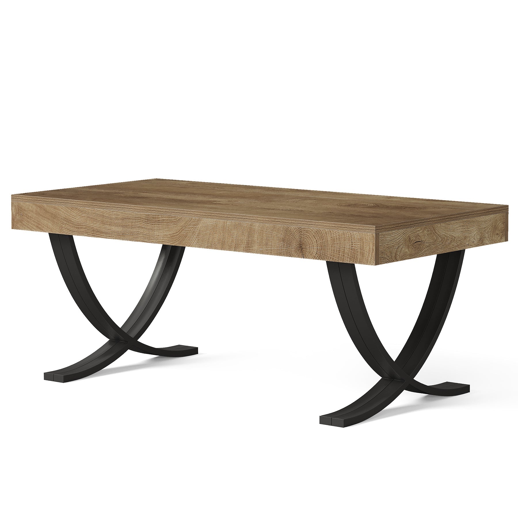 Tribesigns Table basse rectangulaire, 120 cm Table de salon style industriel avec structure en métal