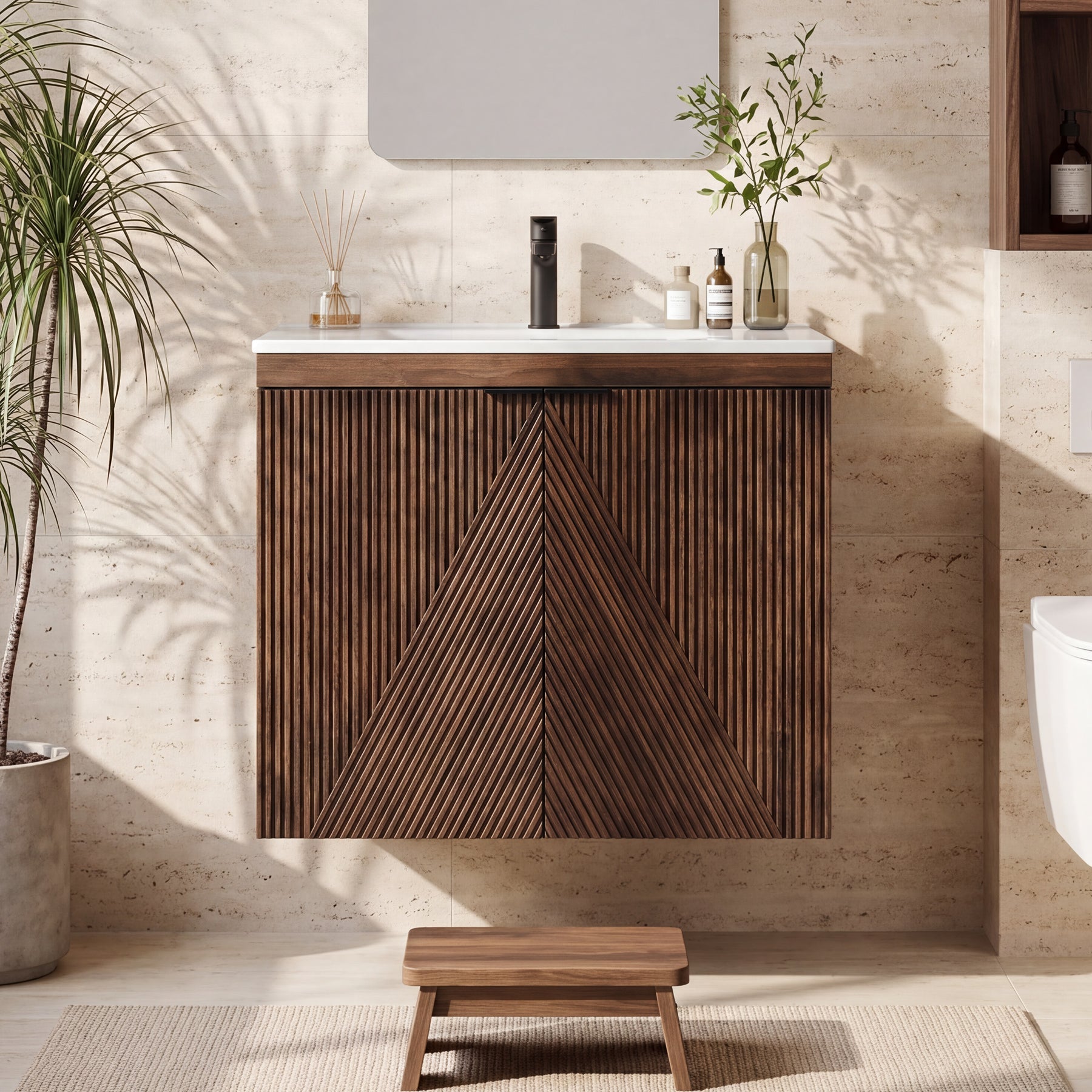 Tribesigns Meuble de Salle de Bain Suspendu 60 cm avec Vasque en Céramique
